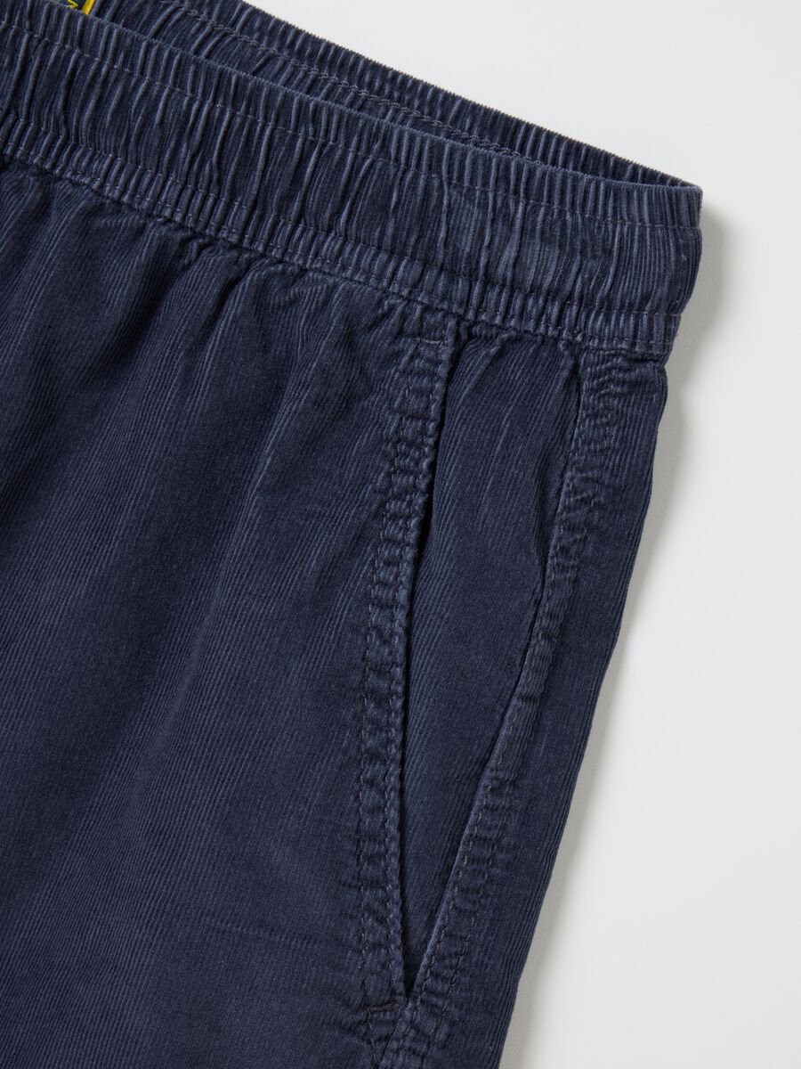 Men's blue regular fit pure cotton shorts with elastic drawstring_5