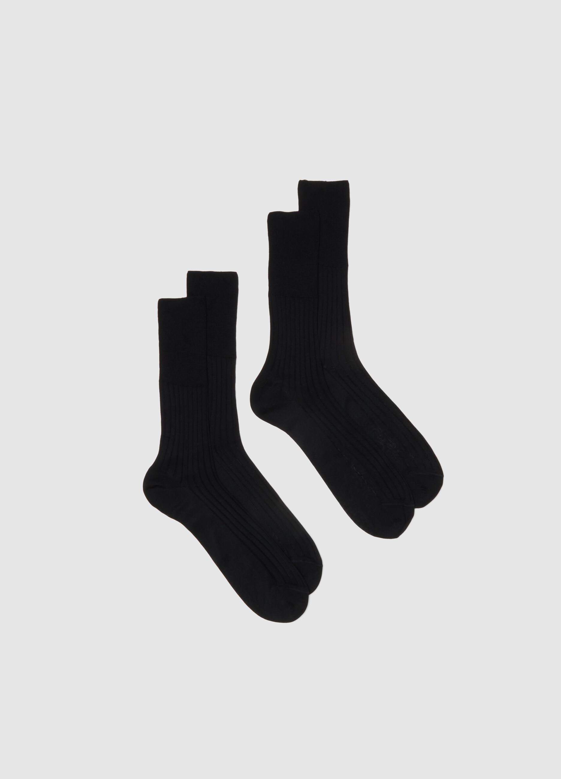 Twin-pack of short black pure cotton socks, regular fit