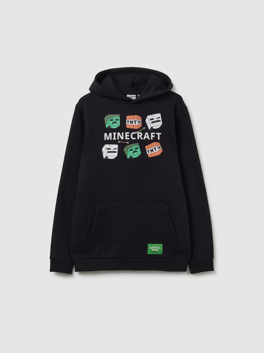 Children's black cotton blend sweatshirt regular fit with Minecraft print_0