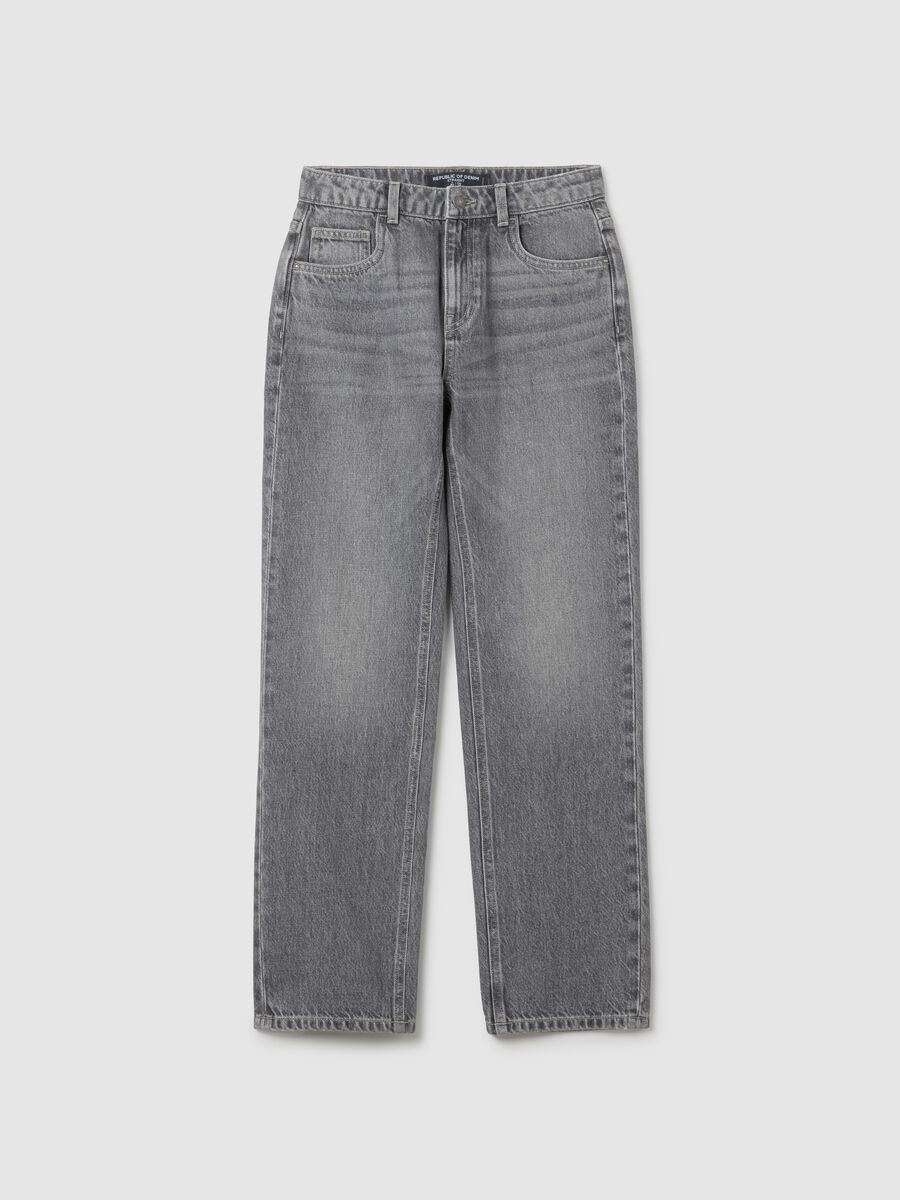 Grey Straight Denim Jeans_4