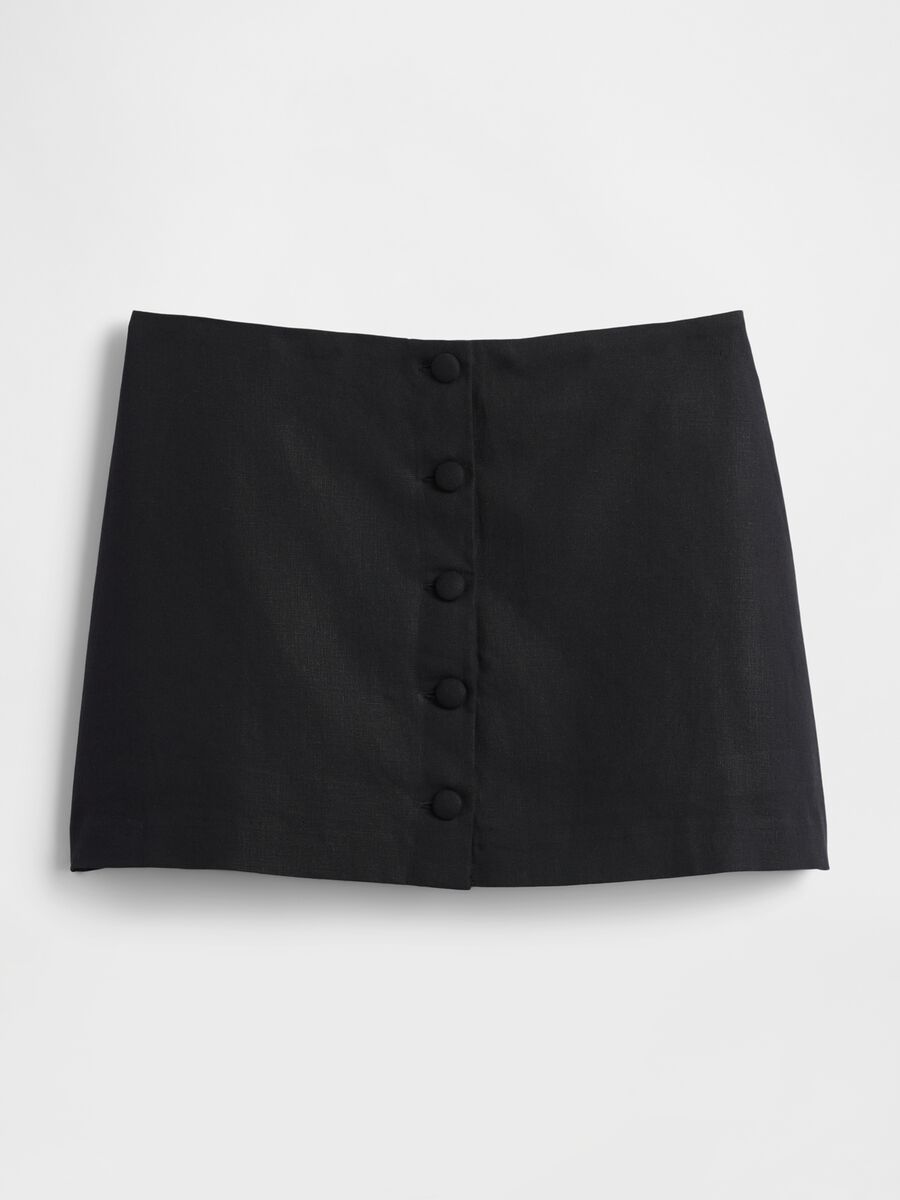 Black Linen Blend Regular Fit Skirt_3