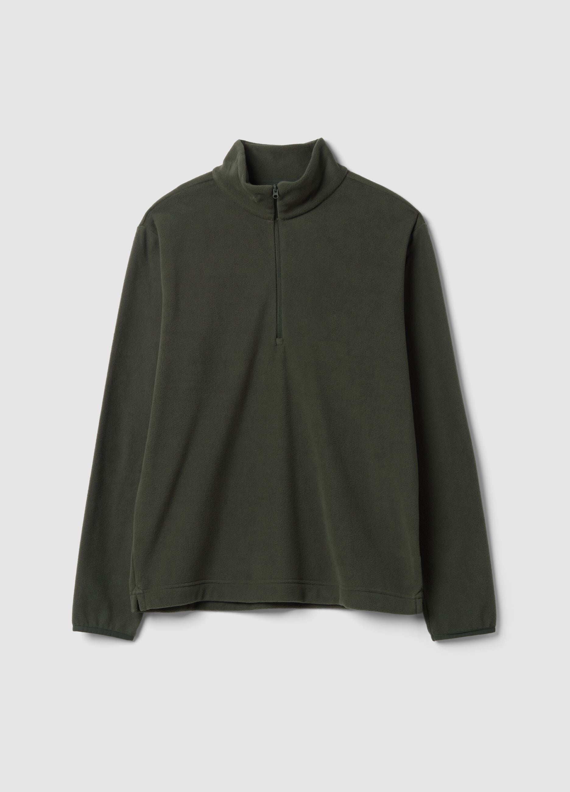 Felpa verde half zip regular fit in pile