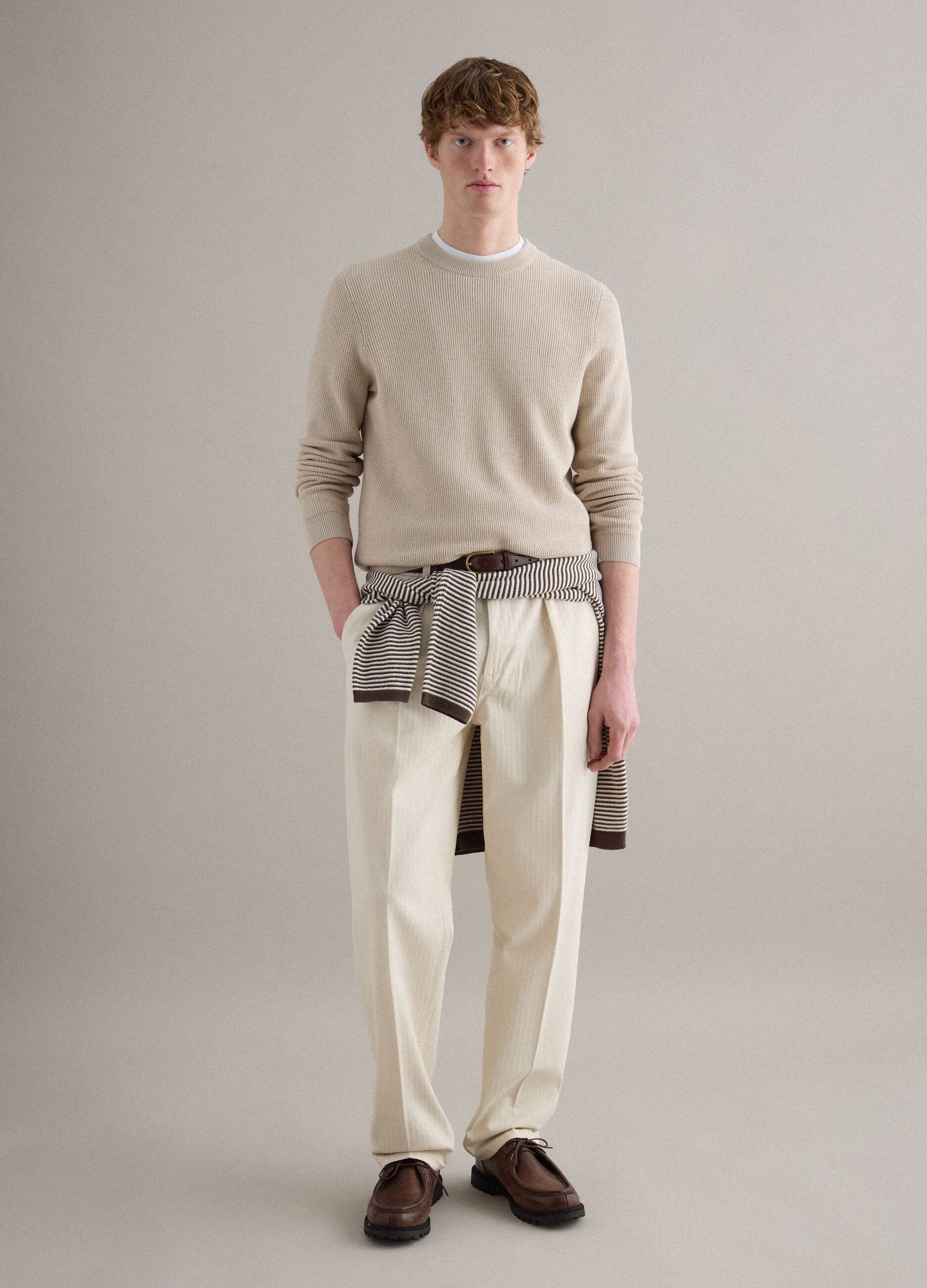 Beige Regular Fit Cotton Chinos