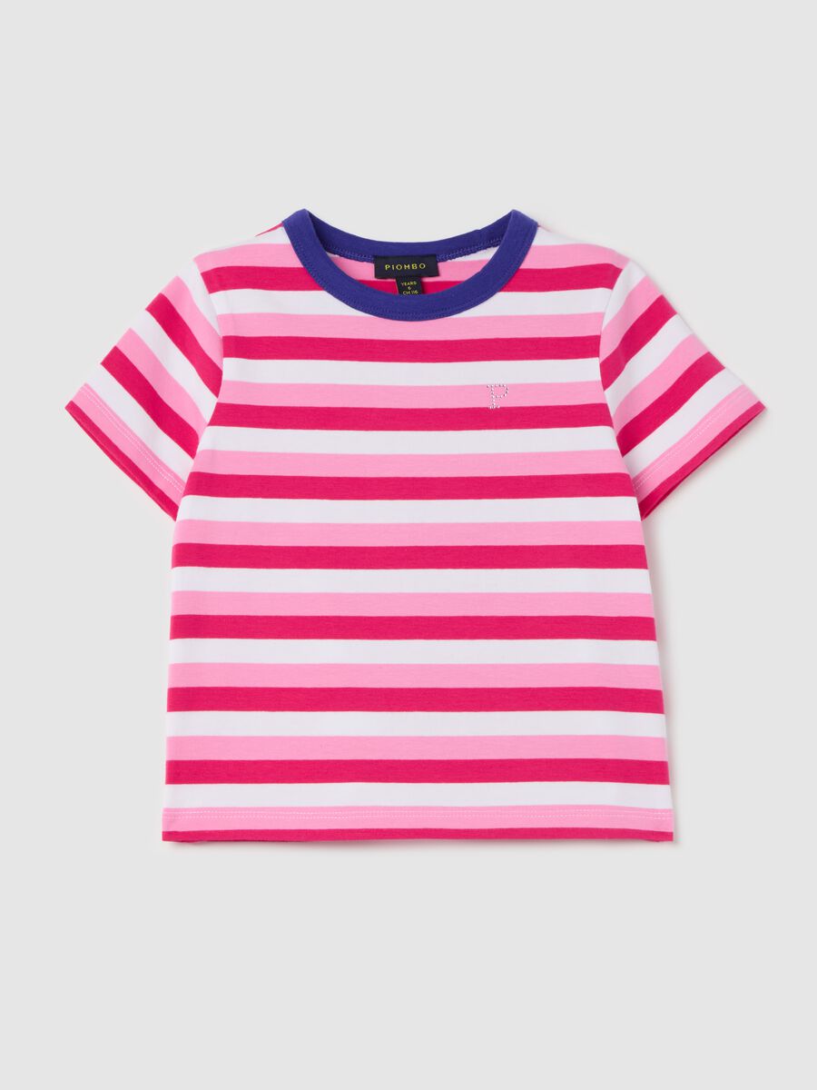 T-shirt with striped pattern and diamanté logo_3