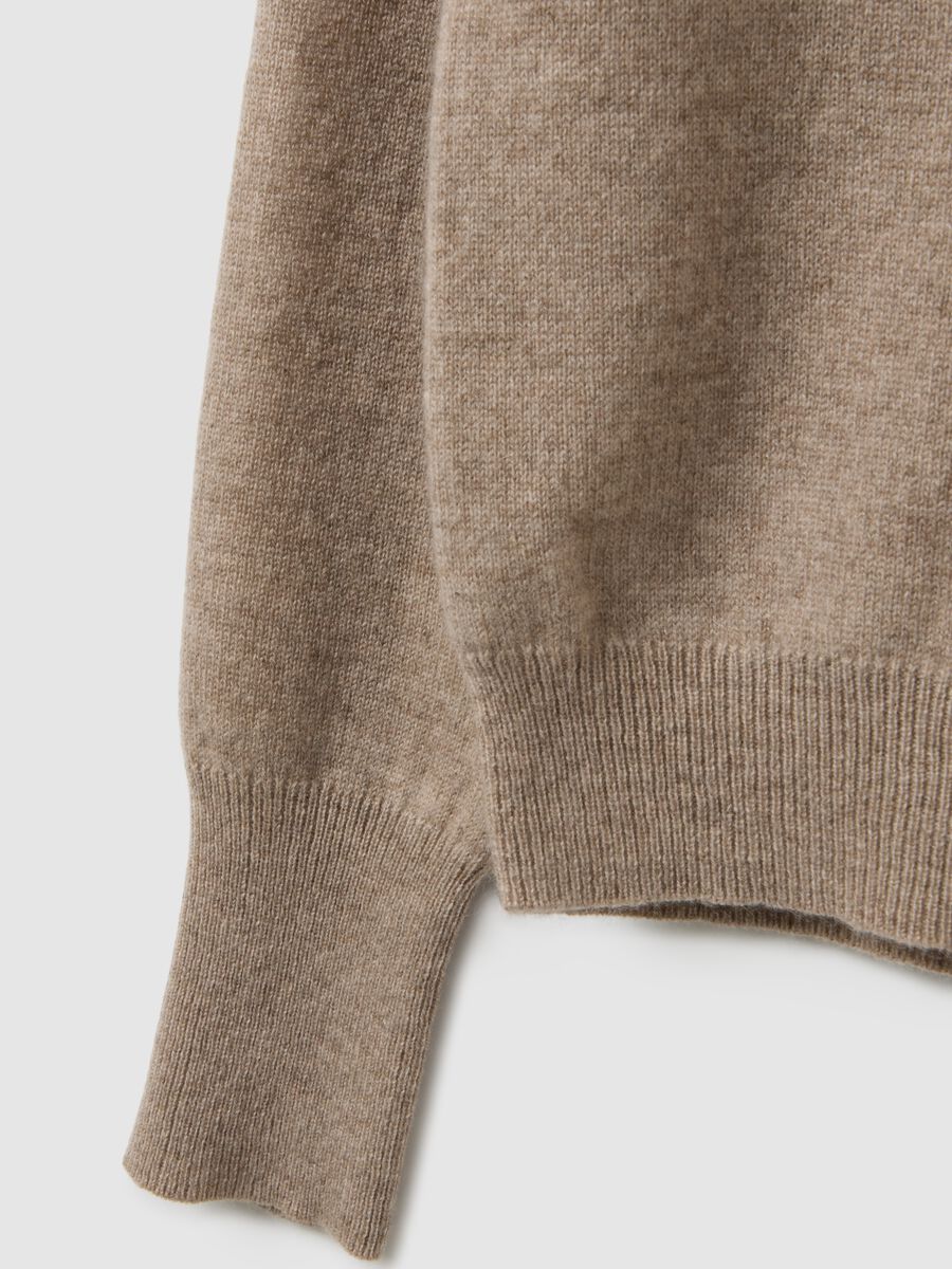 Beige crew-neck pure cashmere sweater regular fit_5
