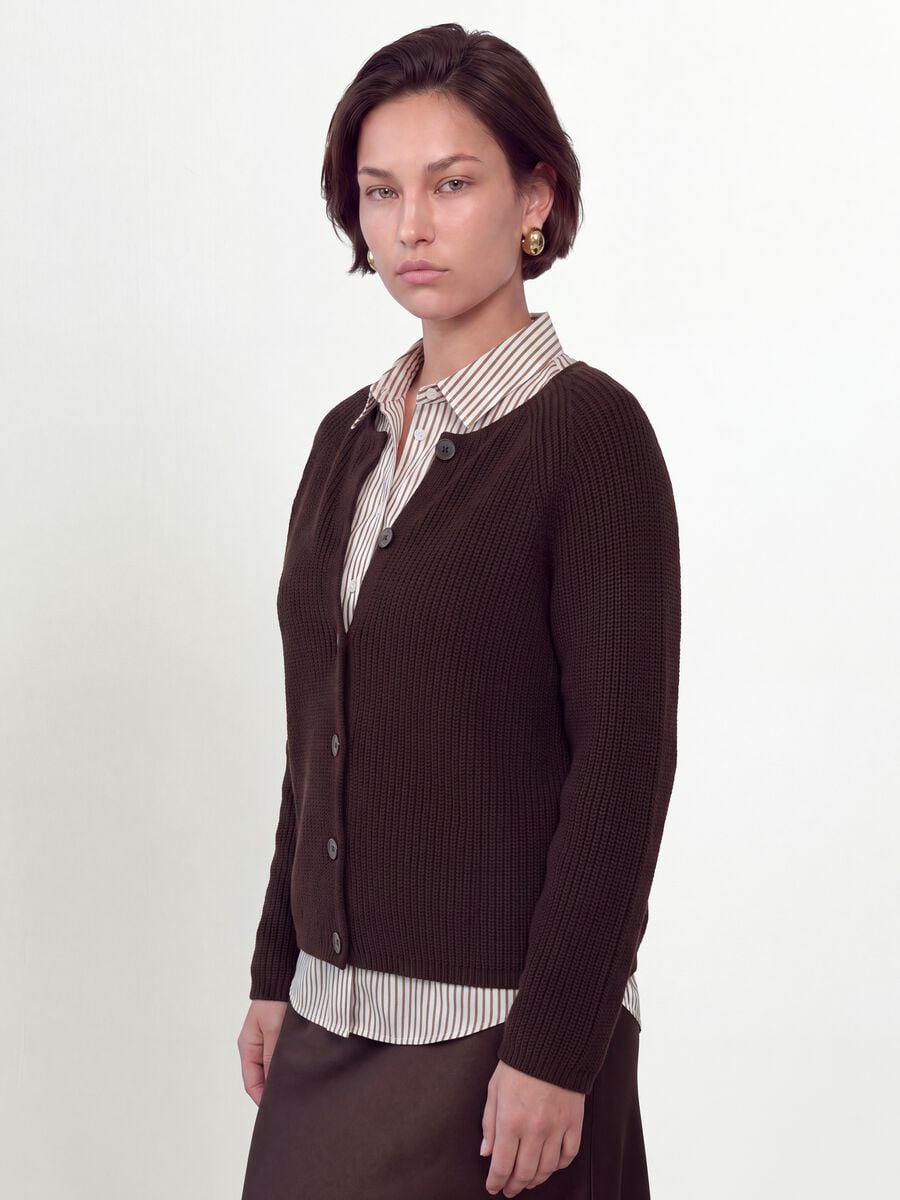 Multicolour pure cotton crew-neck cardigan, regular fit_0