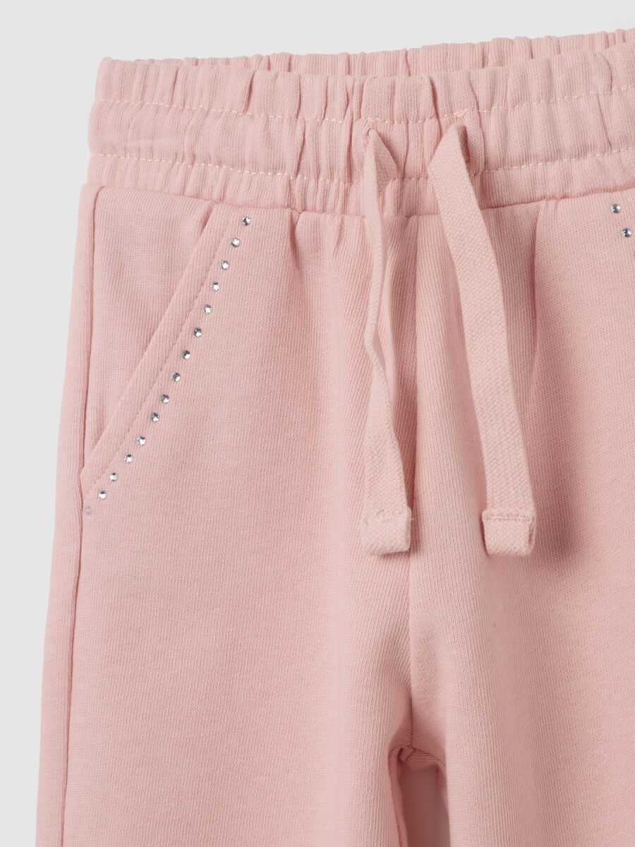 Pantaloni jogger da bambina in puro cotone rosa_2