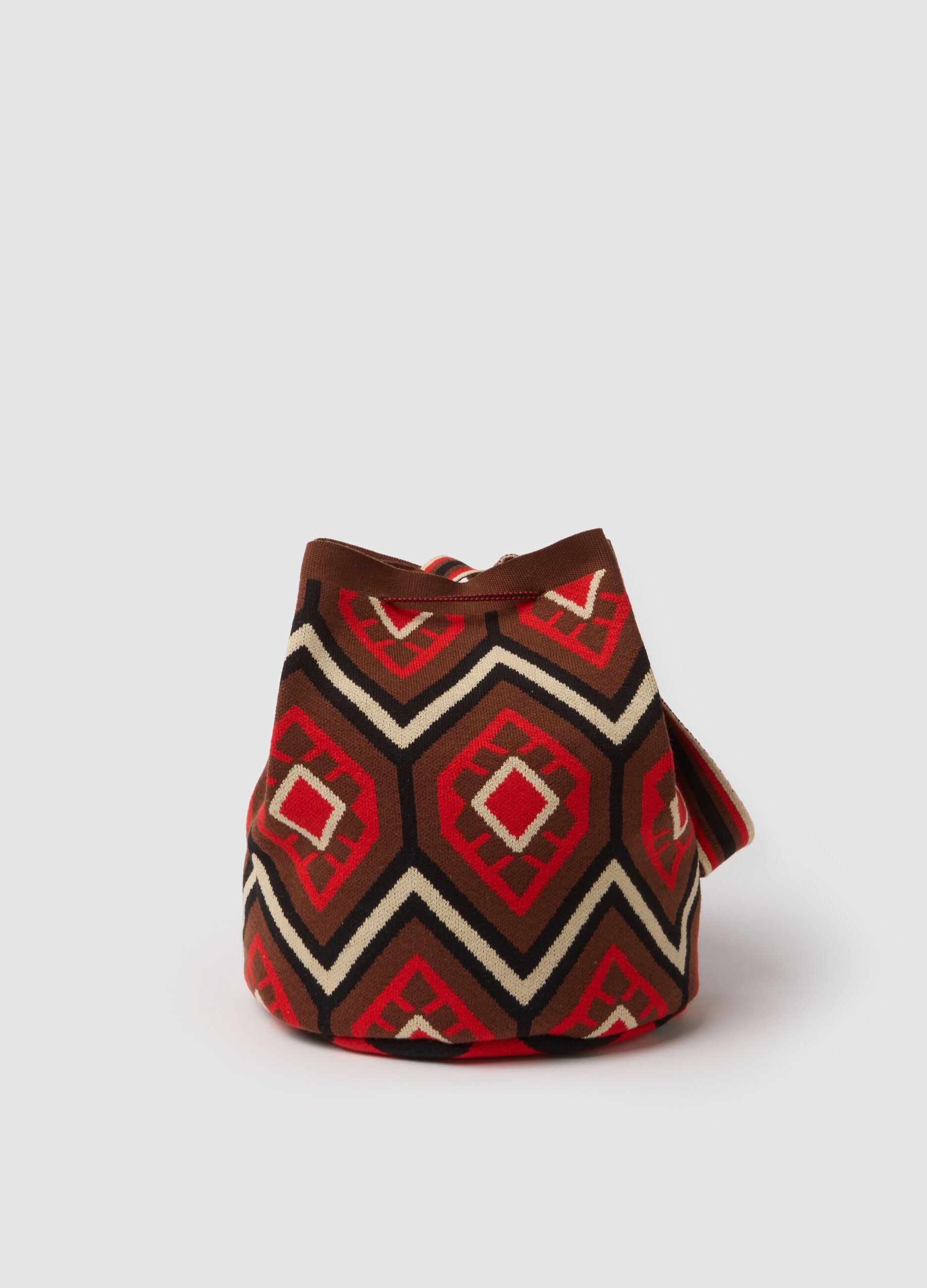 Beach bag with tassels and multicolour ethnic details