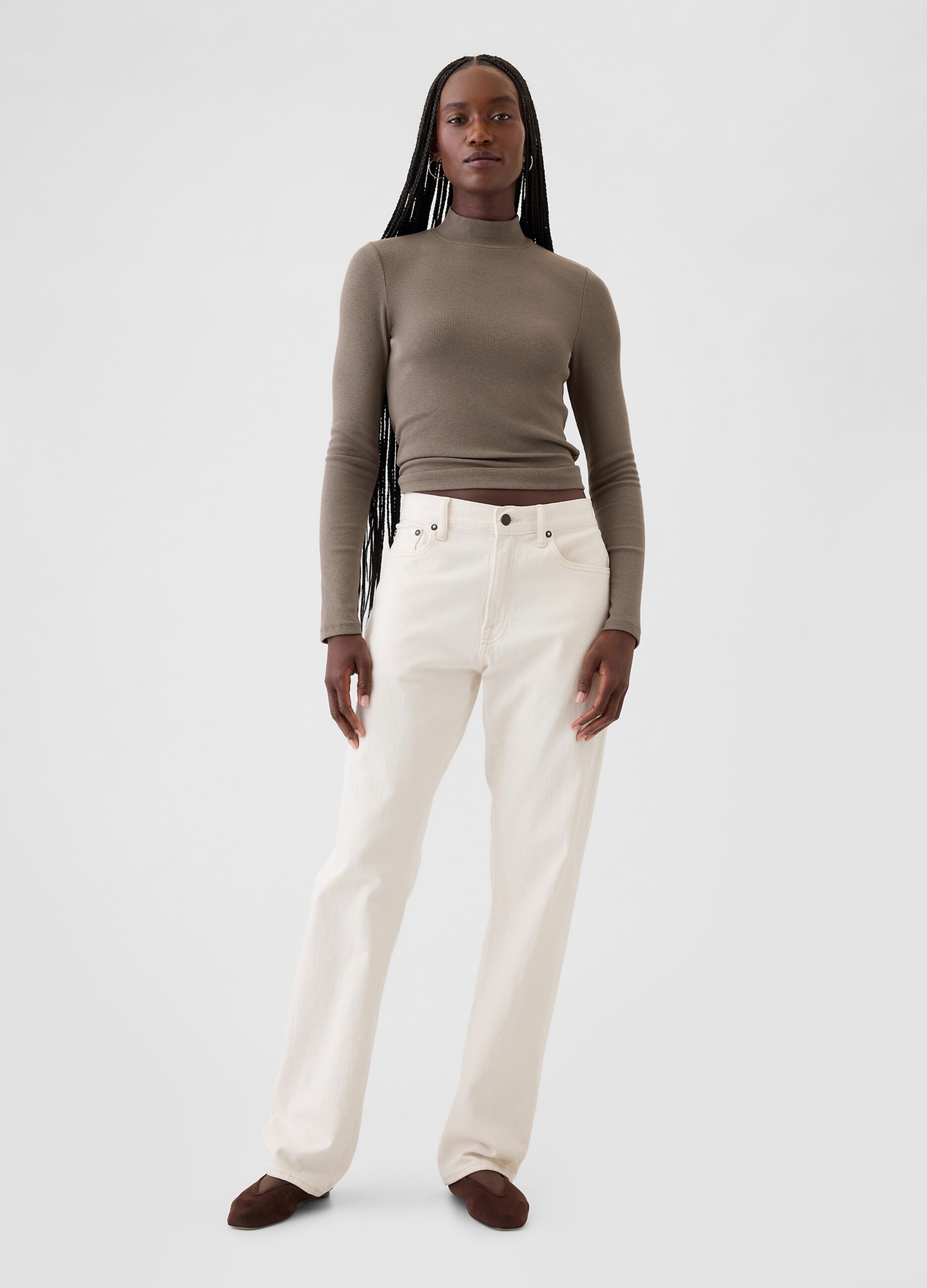 Ribbed T-shirt in stretch modal and cotton