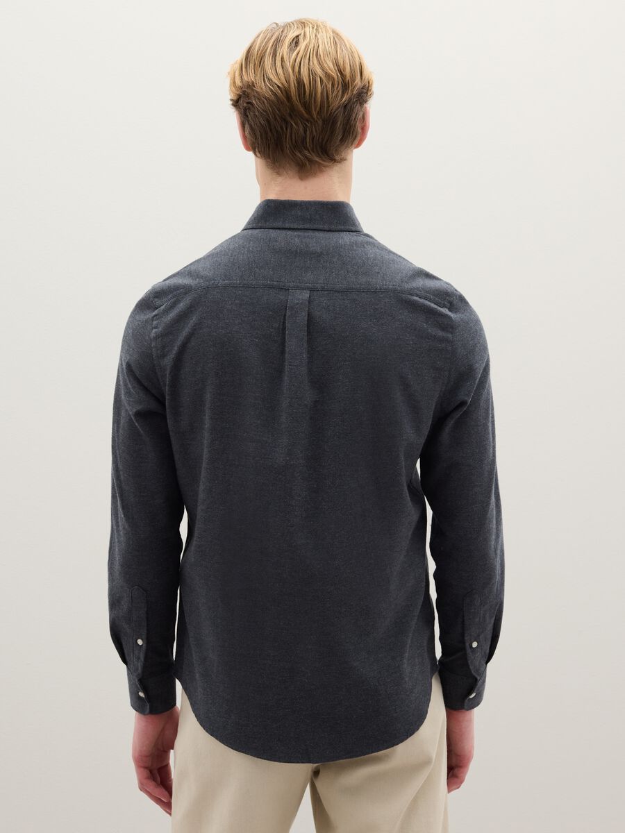 Camicia grigia a maniche lunghe in puro cotone flanella regular fit_3