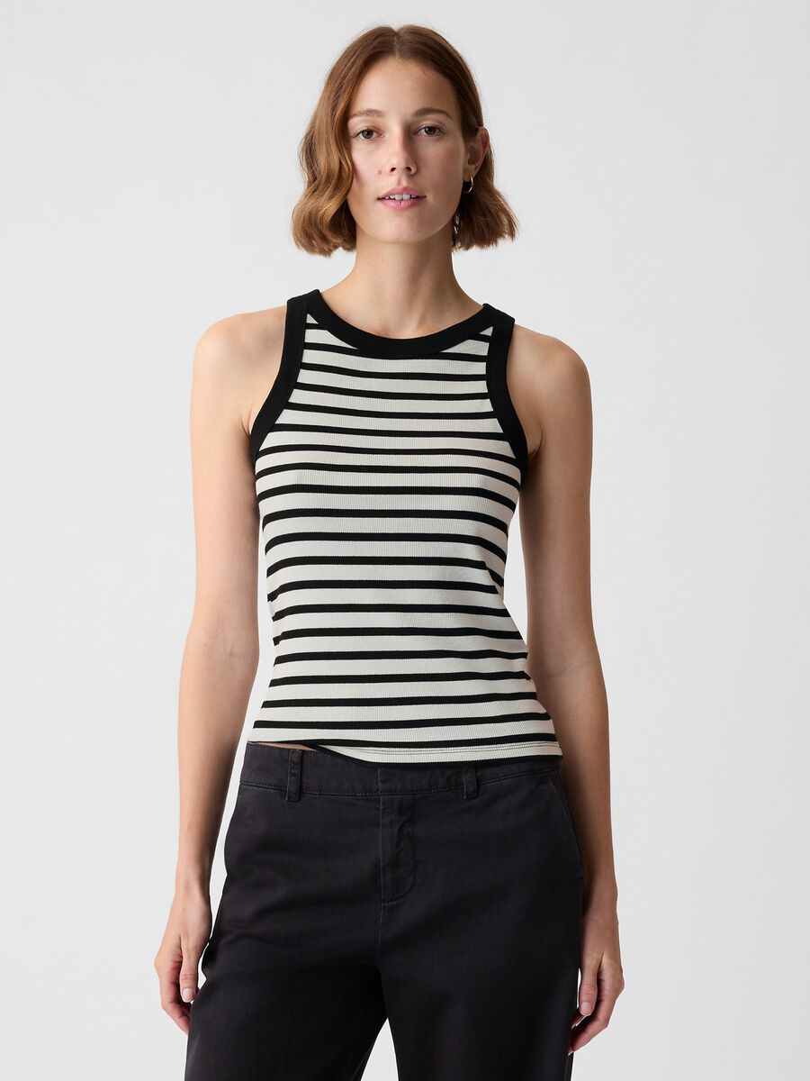 Ribbed tank top with halter neck_0