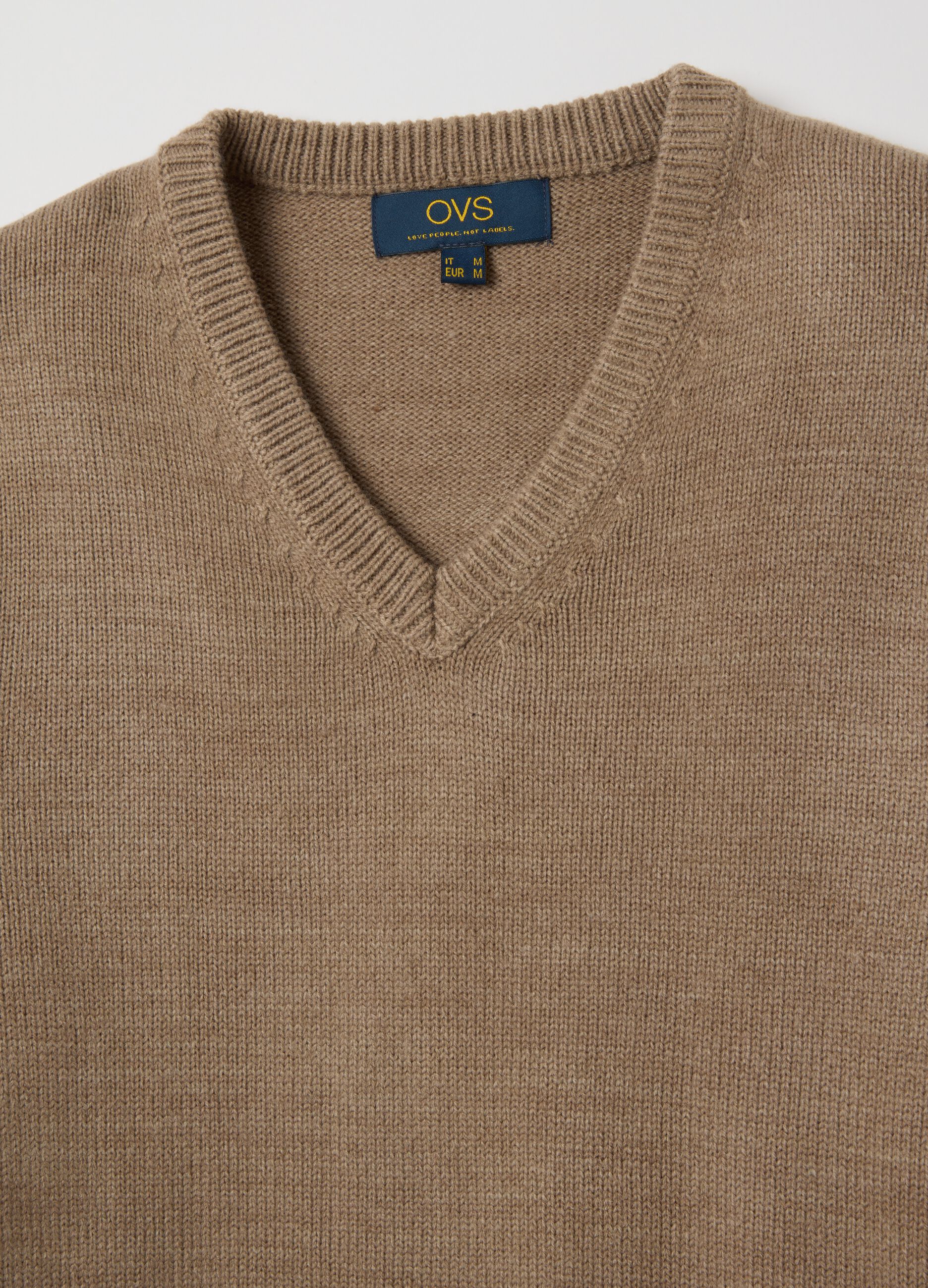 Beige V-Neck Sweater