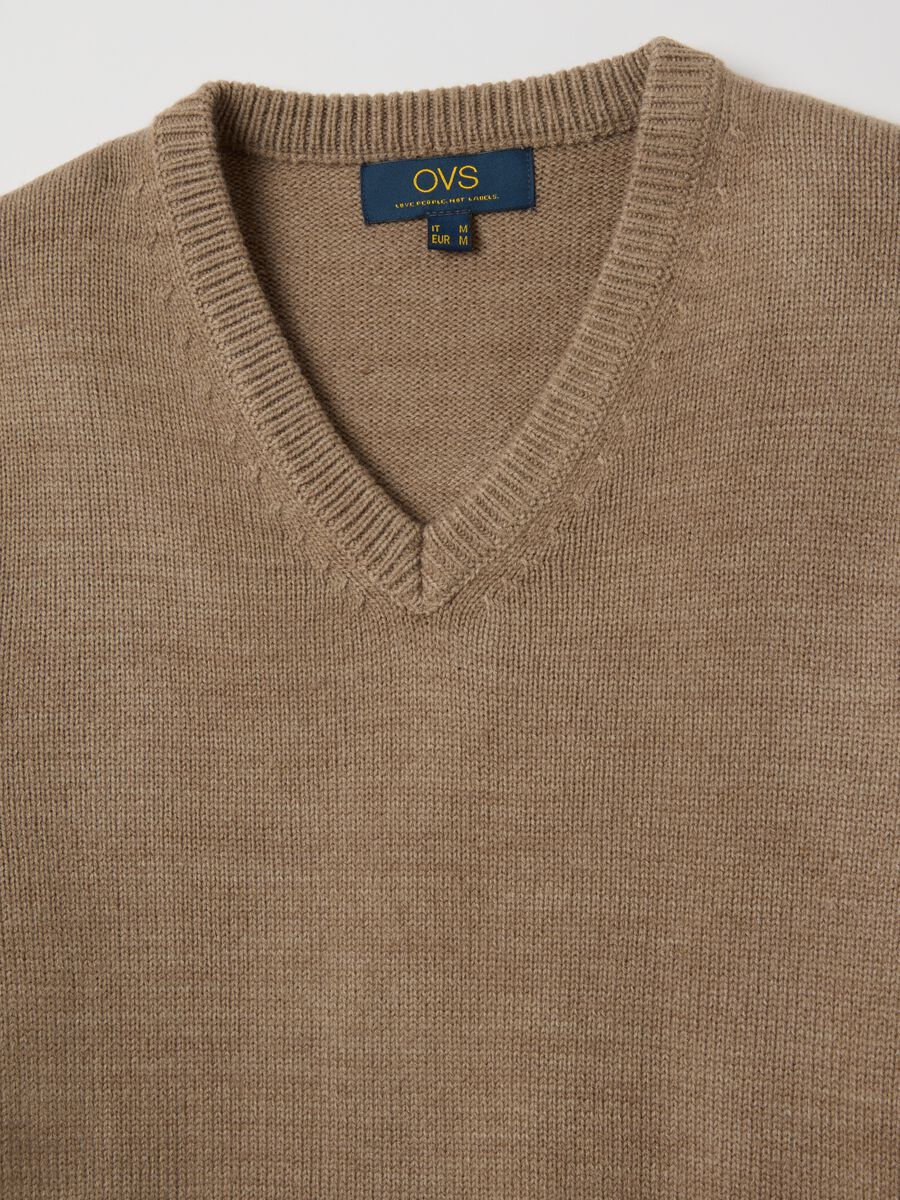 Beige V-Neck Sweater_1