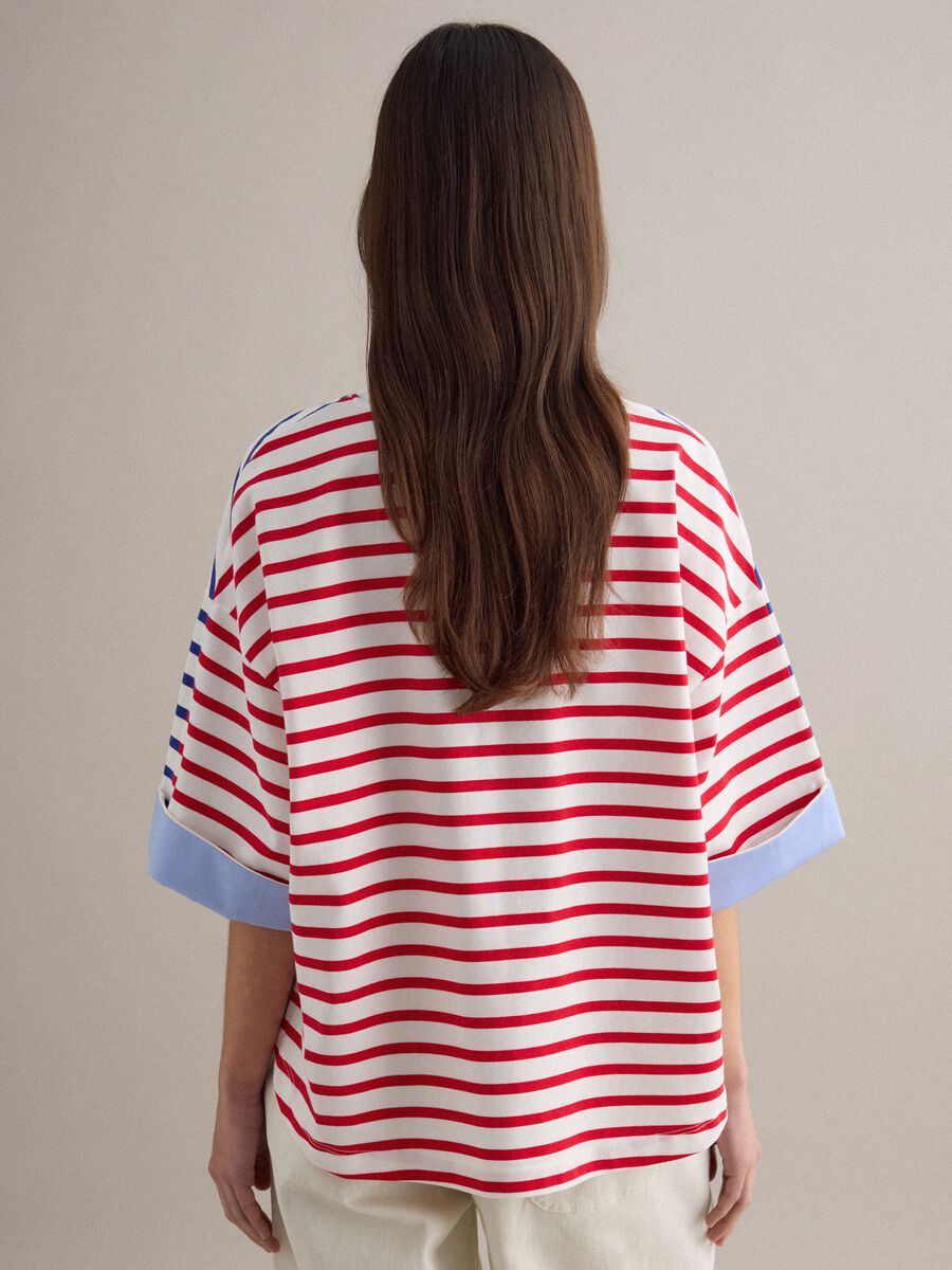 Multicolour striped cotton blend t-shirt with relaxed fit_3