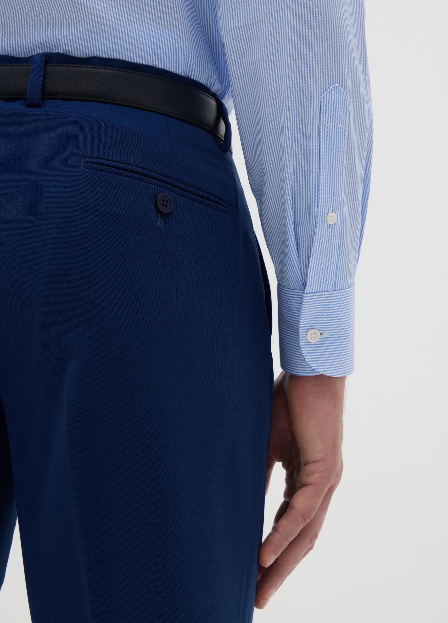Men's pure cotton easy iron blue shirt