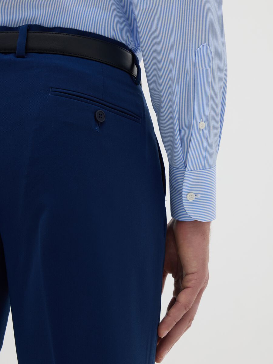 Men's pure cotton easy iron blue shirt_2