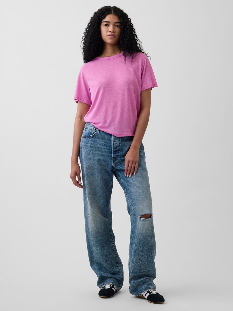Short-sleeved linen-blend T-shirt_2