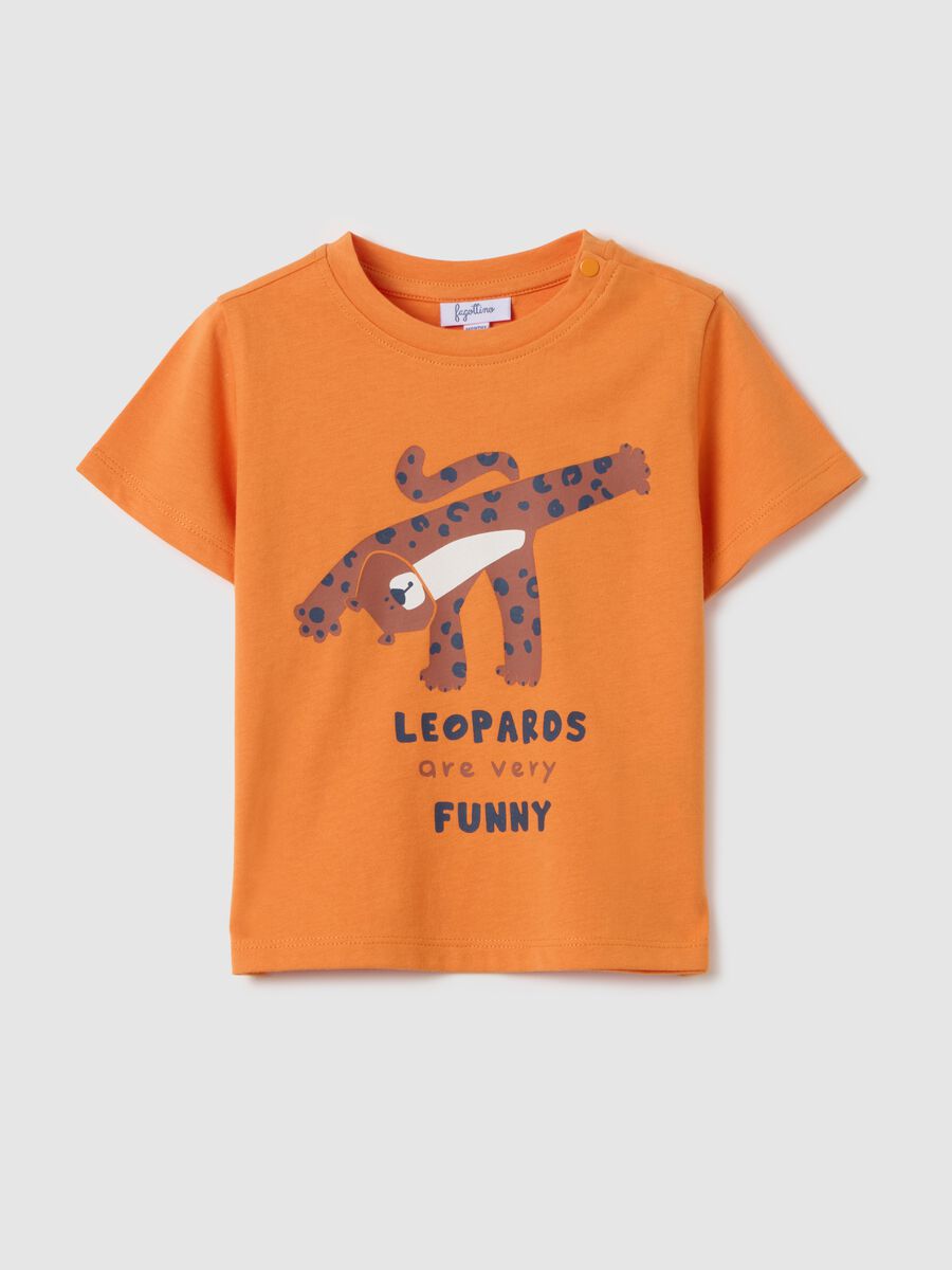 Orange pure cotton children's t-shirt, regular fit with print_0