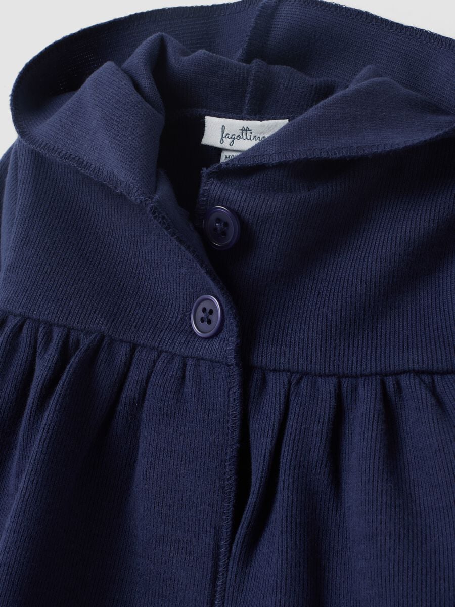 Felpa blu con cappuccio in puro cotone organico neonata_2