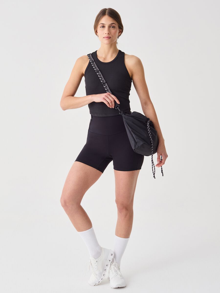 ALTAVIA STUDIO crop tank top in ribbed technical fabric_1