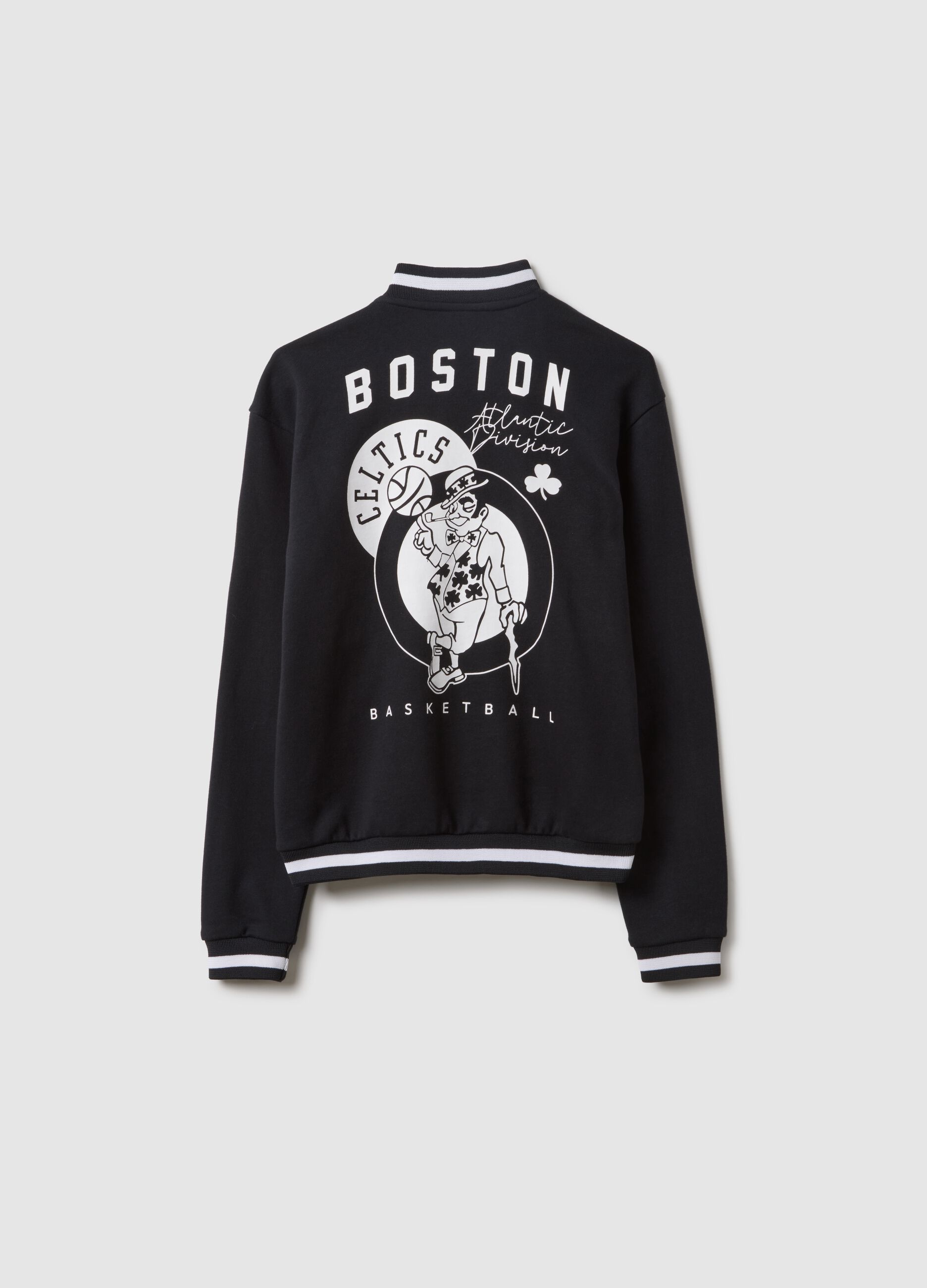 Children's regular fit black cotton-blend jacket with Celtics embroidery