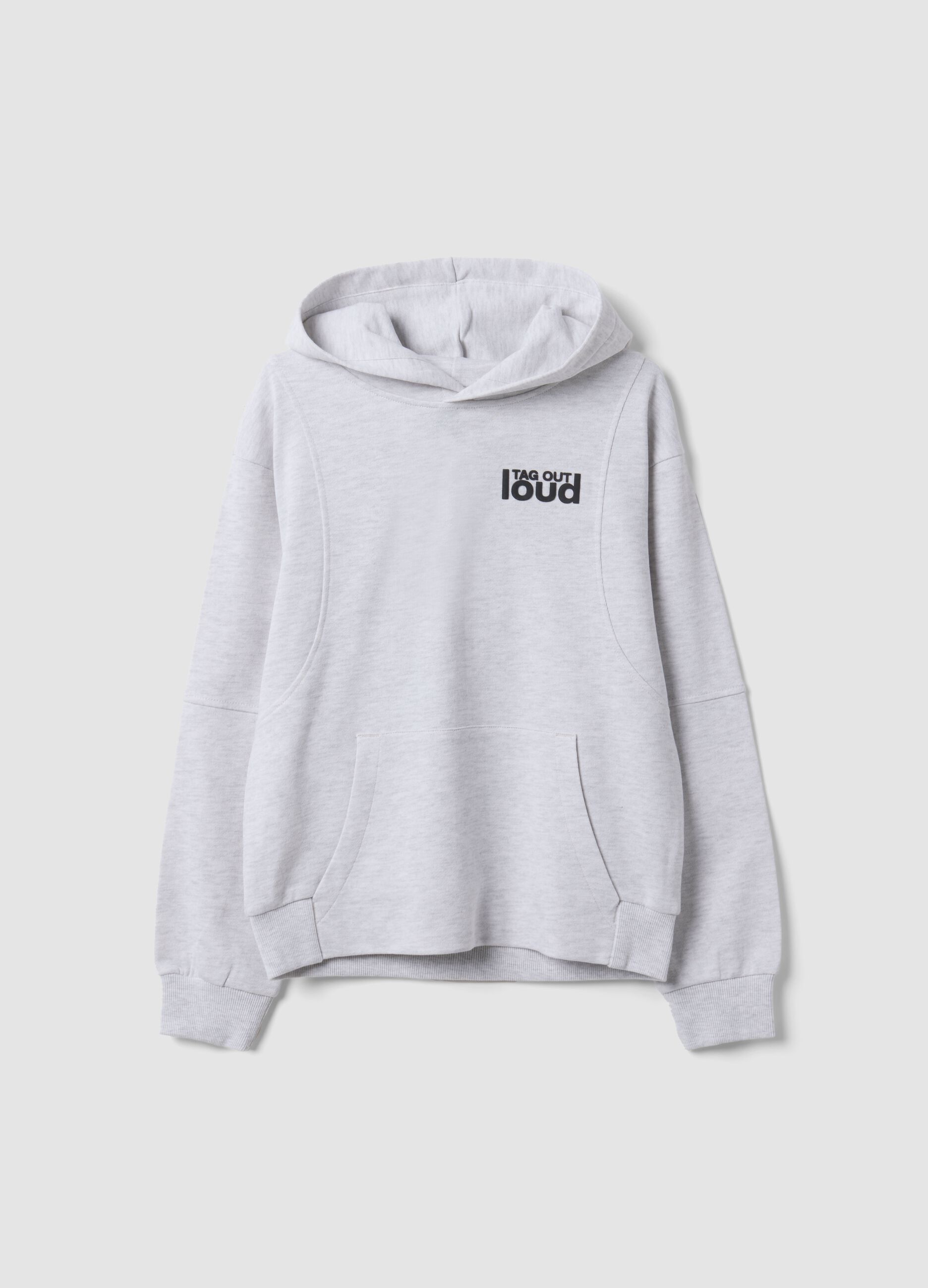 Grey oversized cotton and viscose blend hoodie for boys
