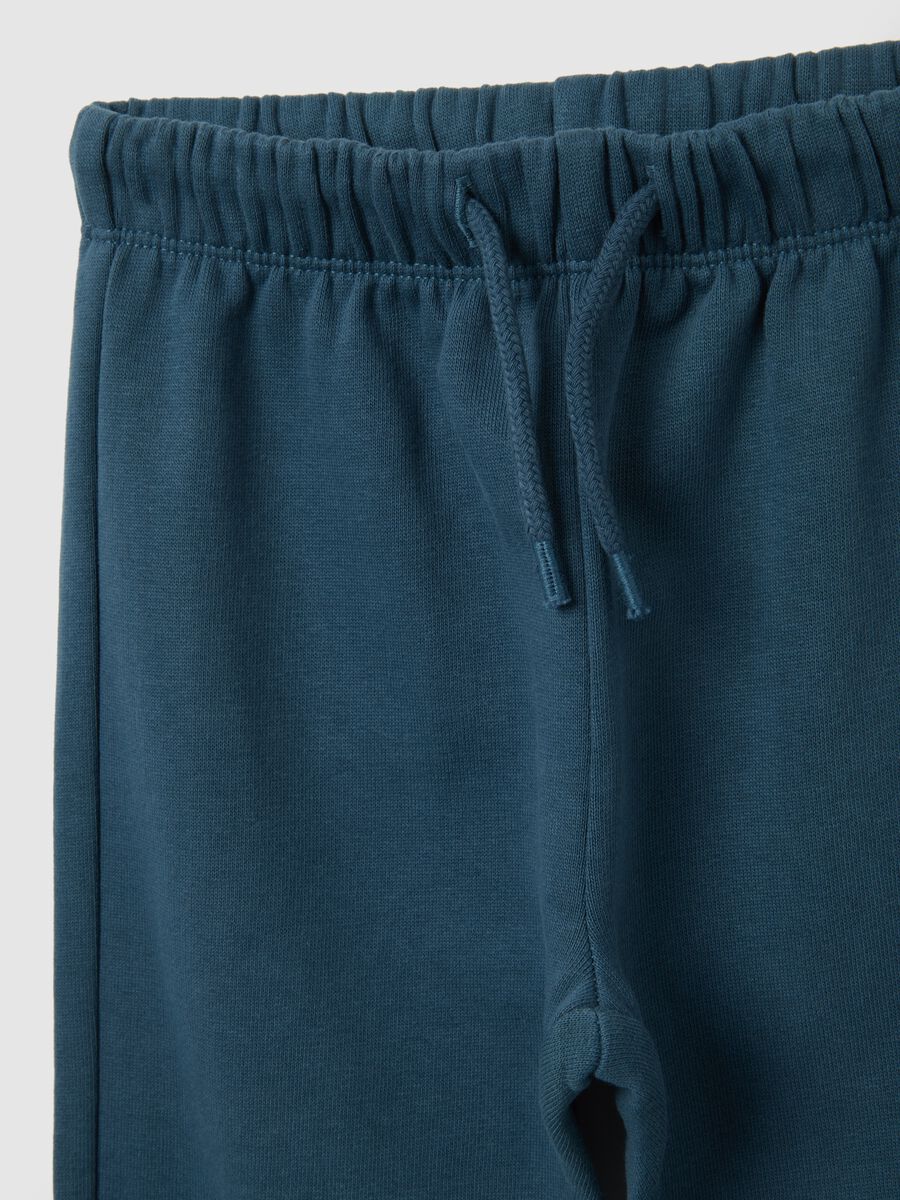 Pantaloni da bimbo in puro cotone blu regular fit con vita elasticizzata_2