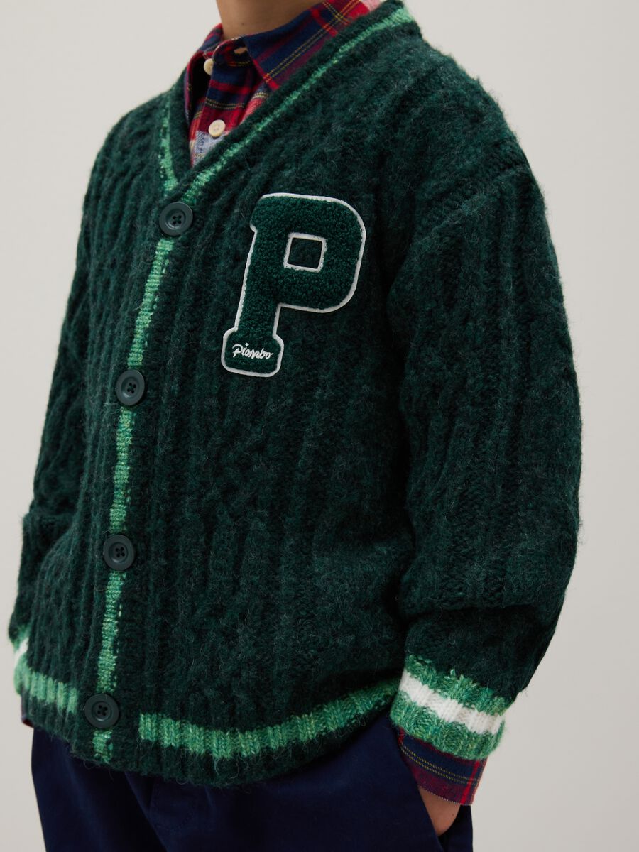 Child's Green Wool-Blend Cardigan with Buttons_3