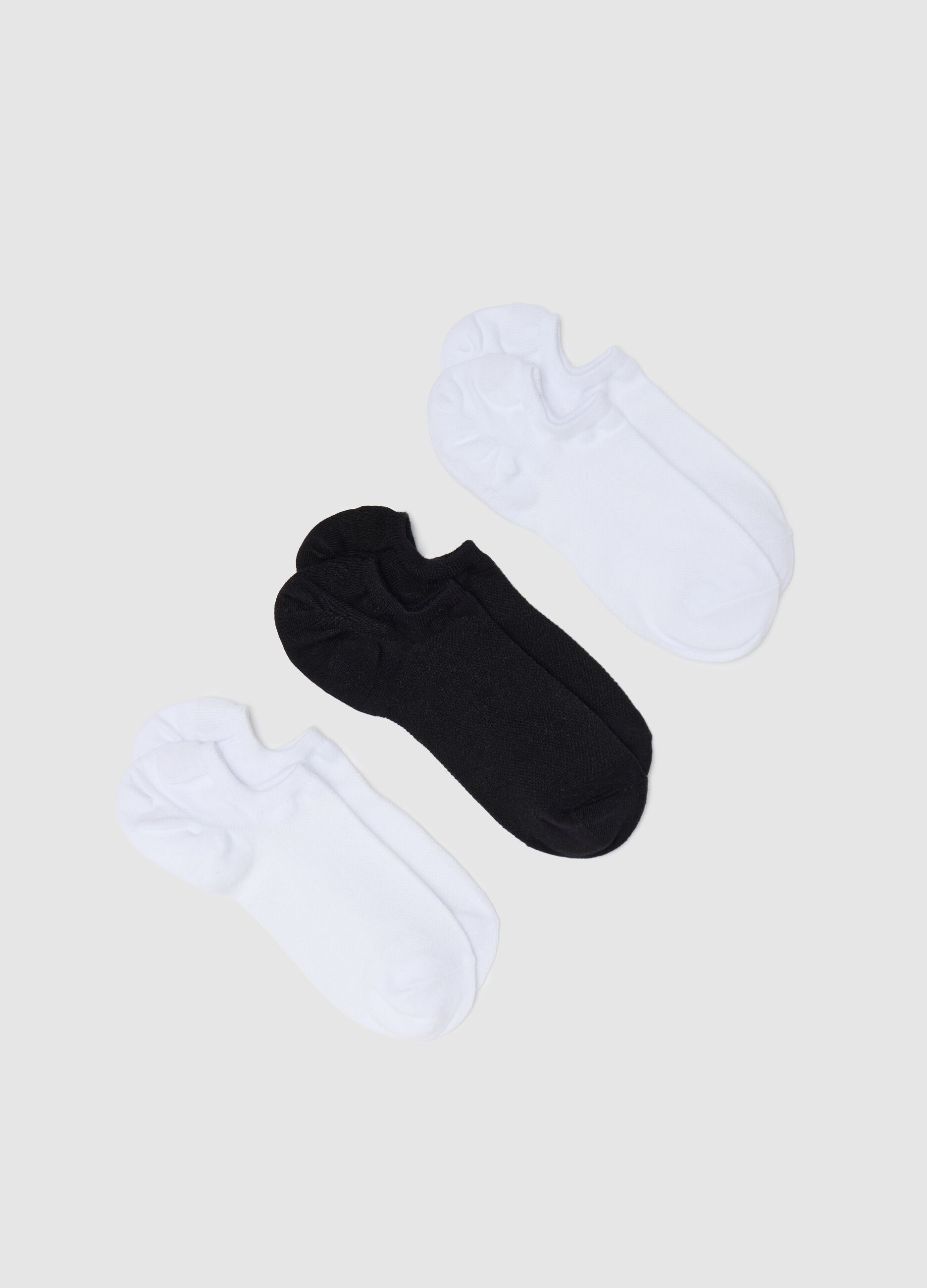 Three-pair pack white and black socks