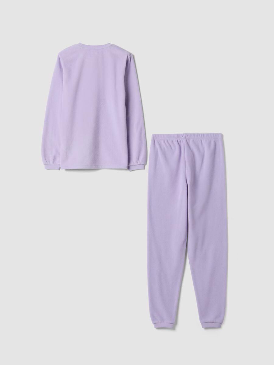 Pigiama viola con girocollo e pantaloni lunghi in pile regular fit_1