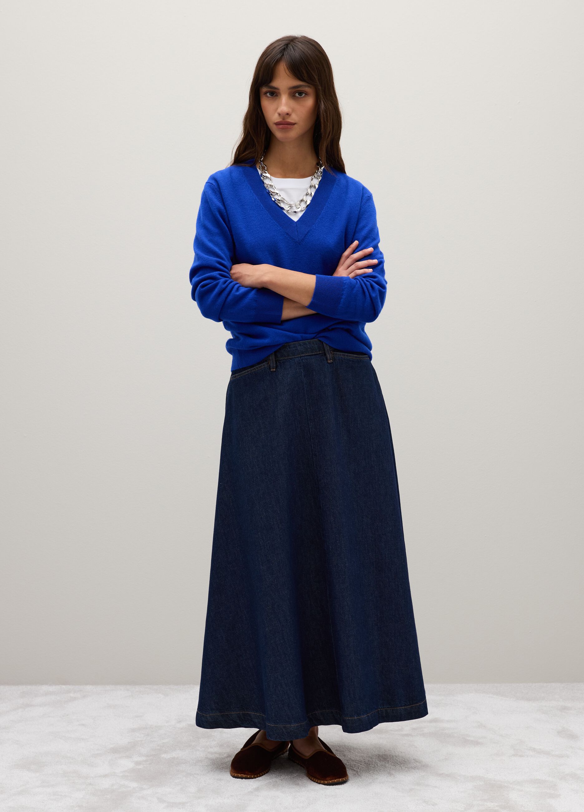 Blue jumper in pure wool