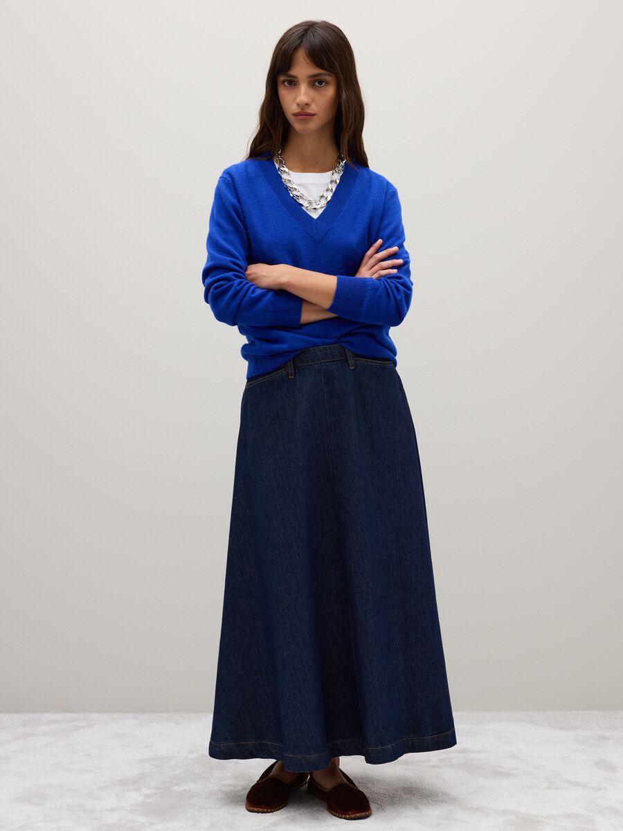 Maglione blu in pura lana_1