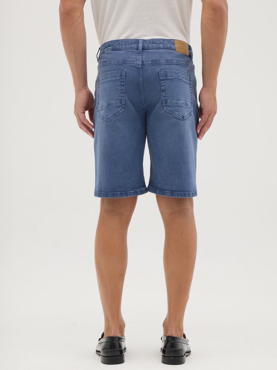 Men's Stretch Denim Beige Bermuda Shorts_3