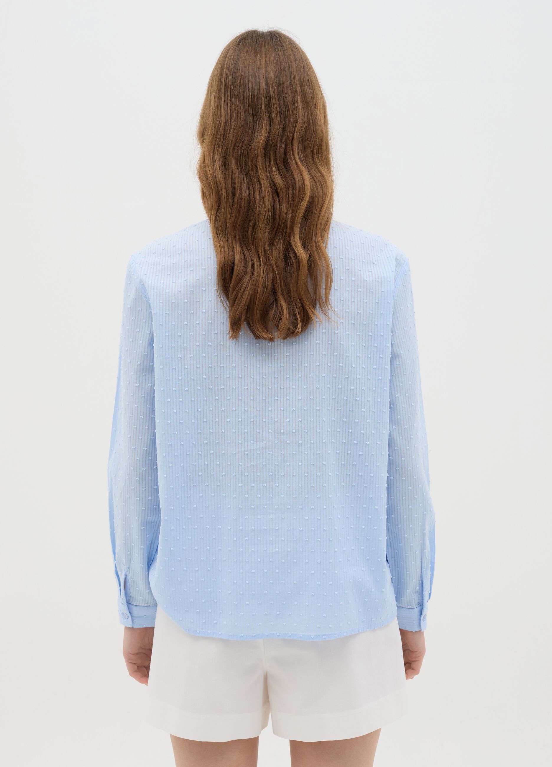 Camicia da donna in puro cotone azzurra regular fit