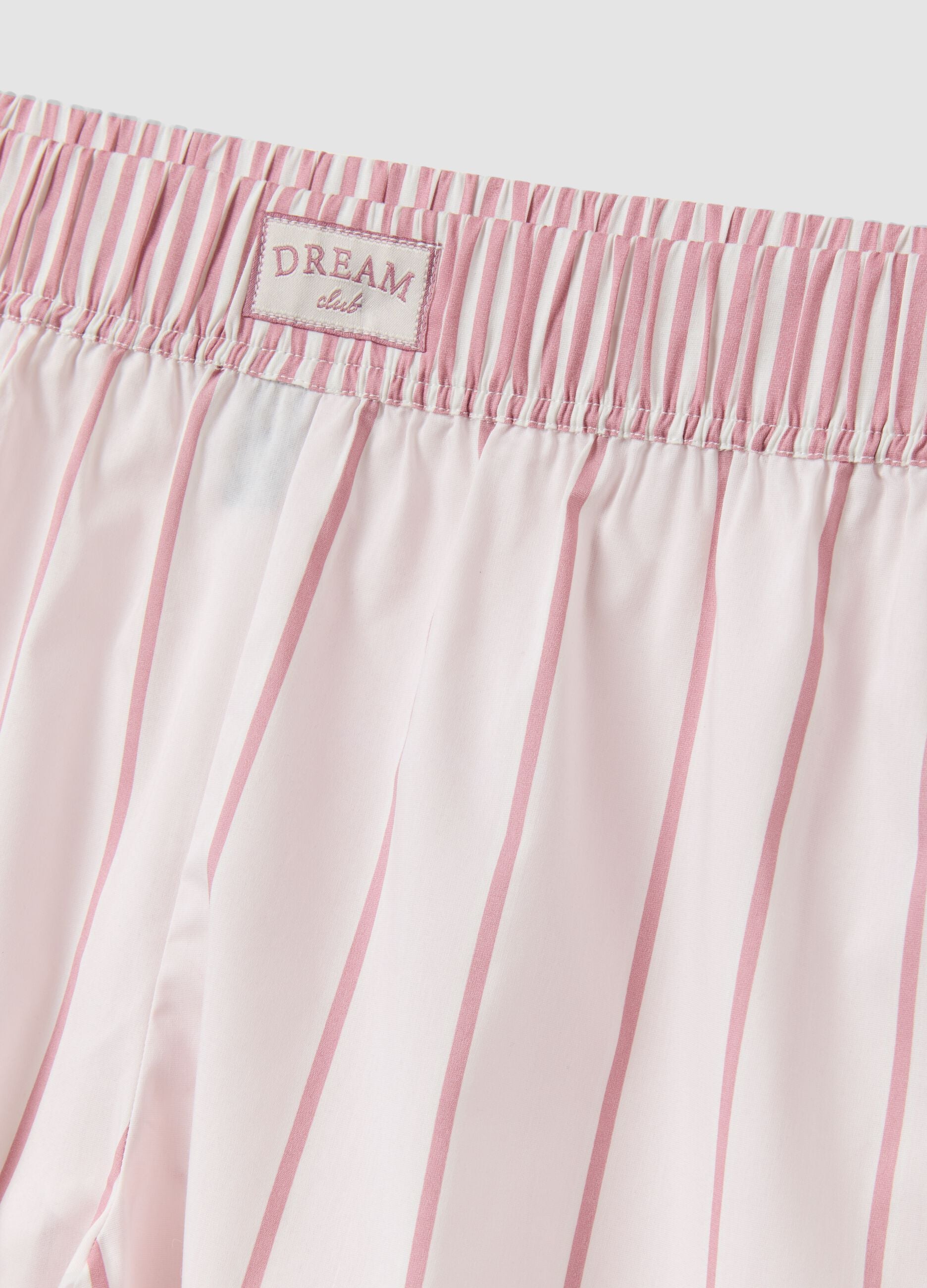 Pink striped organic cotton pyjama shorts