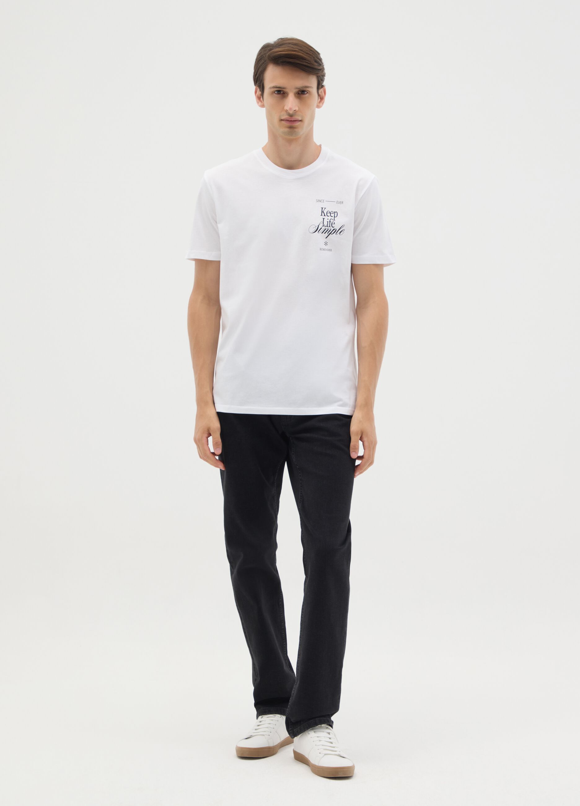 White pure cotton regular fit T-shirt