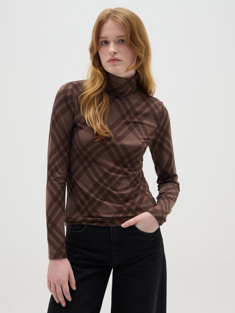 Brown Check Printed Shirt_0