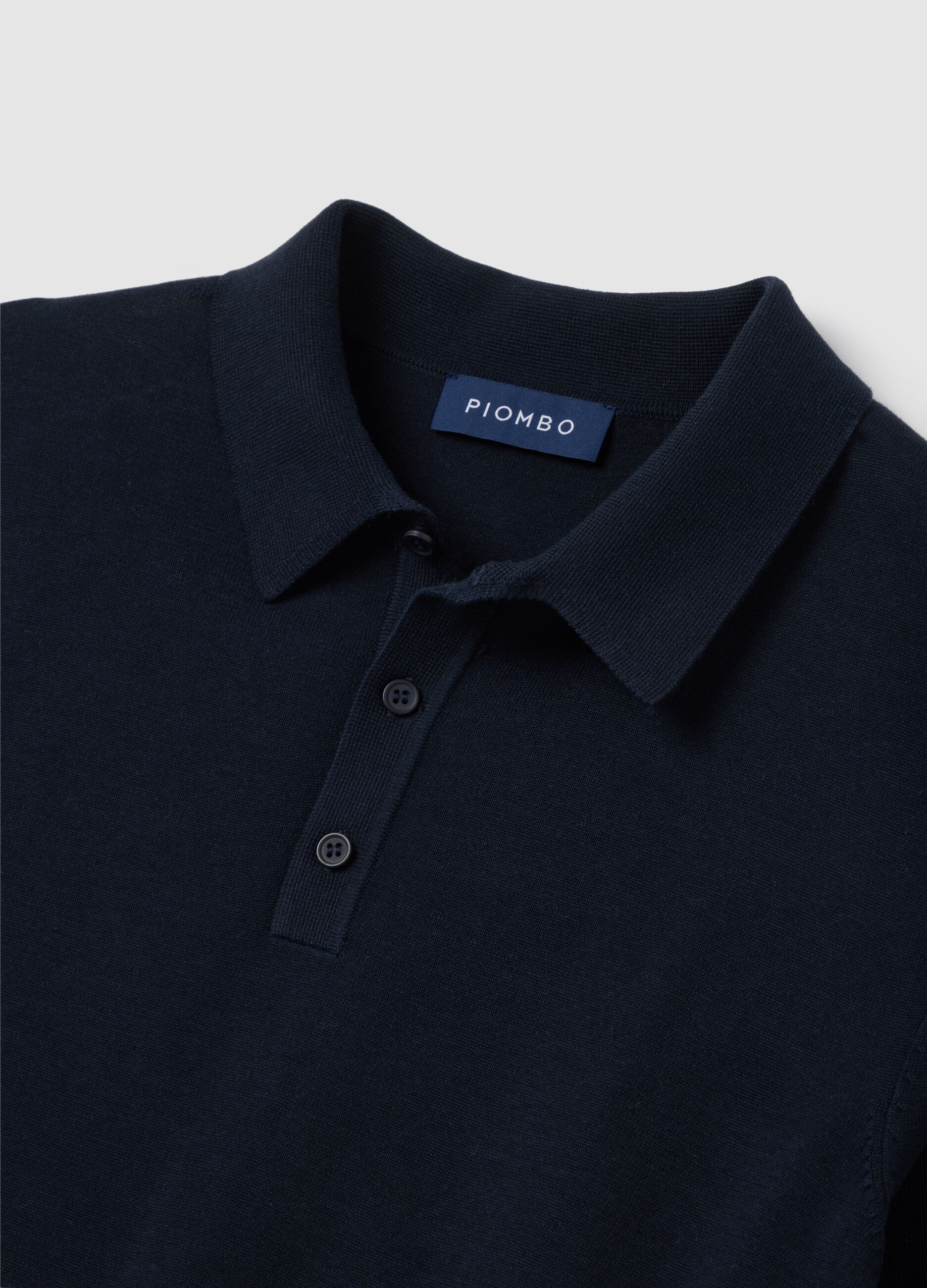 Polo da uomo in cotone e lino blu regular fit