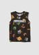 Kids&rsquo; black pure cotton Minecraft print vest_0