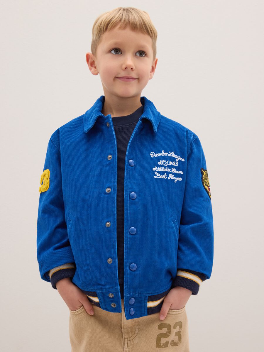Giacca bomber da bambino in puro cotone blu regular fit_1