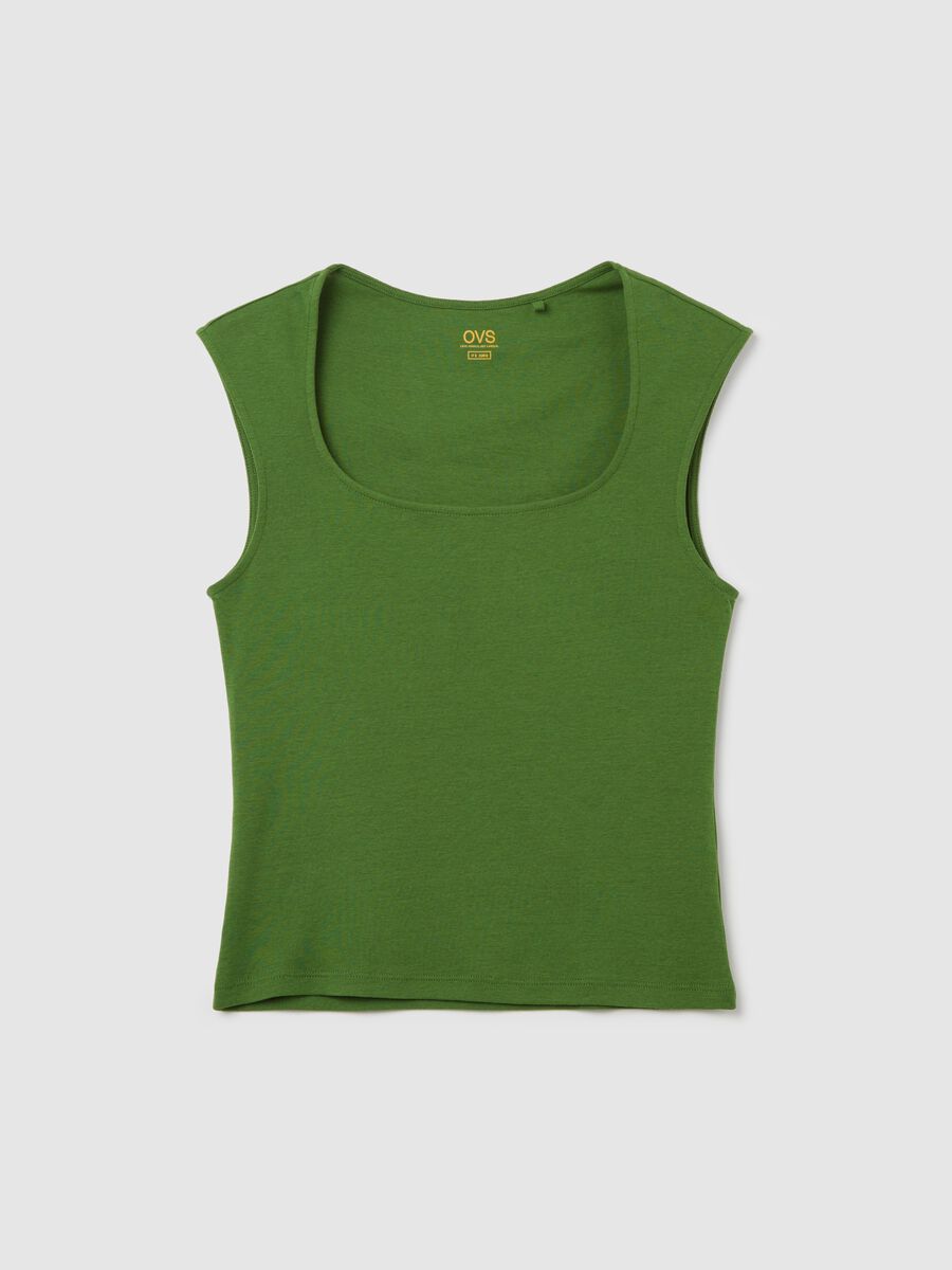 Green tank top with square neck_4