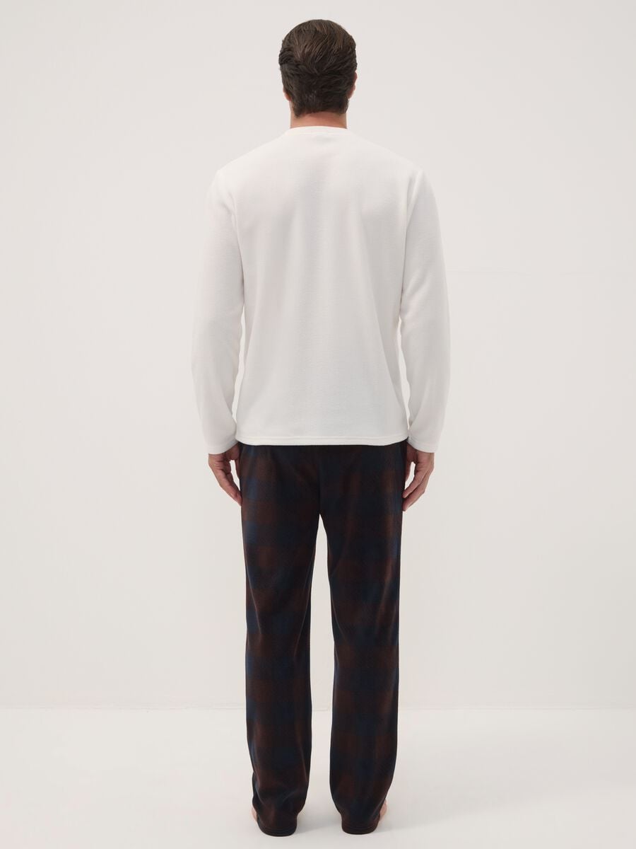Pigiama bianco con girocollo e pantaloni lunghi regular fit_3