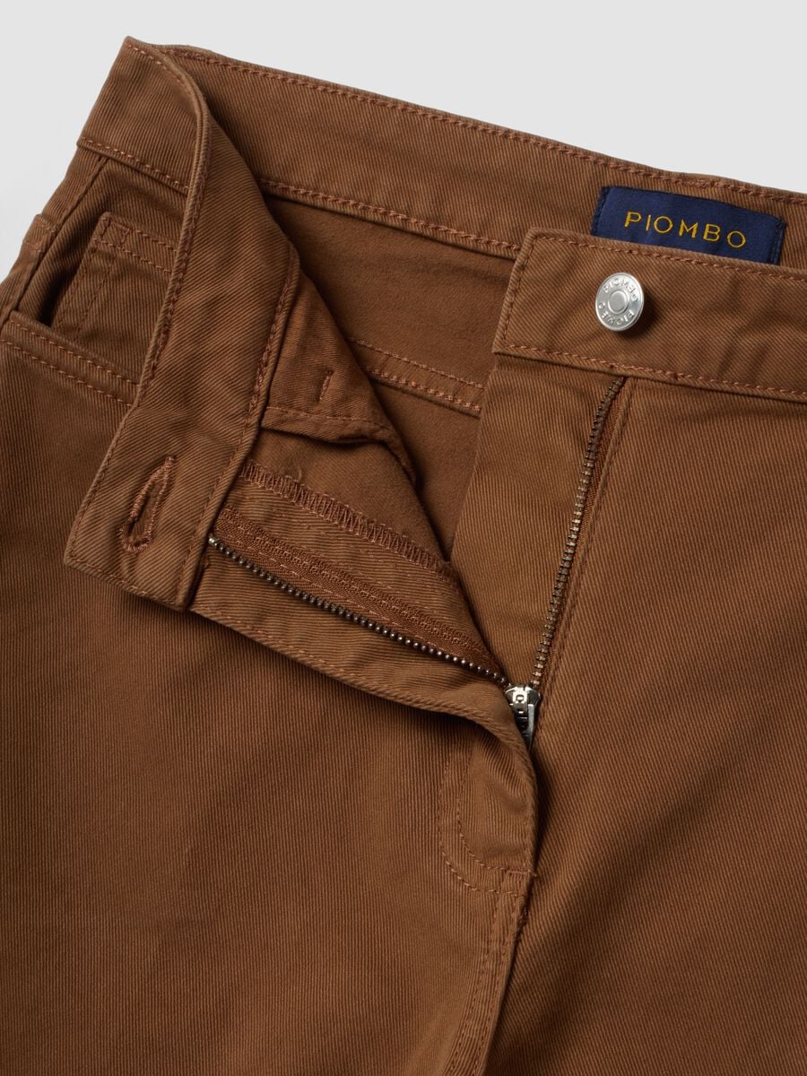 Pantaloni marroni in cotone elasticizzato wide leg_5
