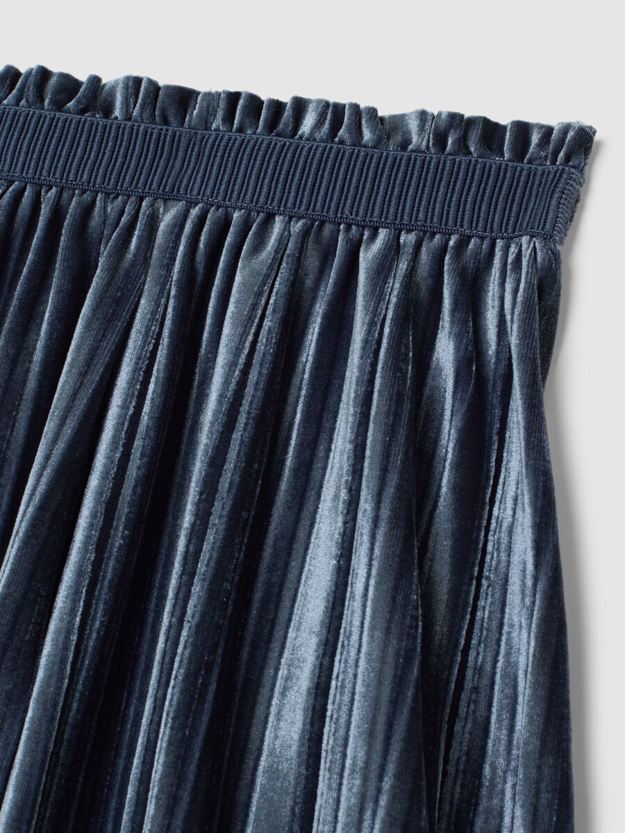 Girls' blue velour culottes with regular fit_1