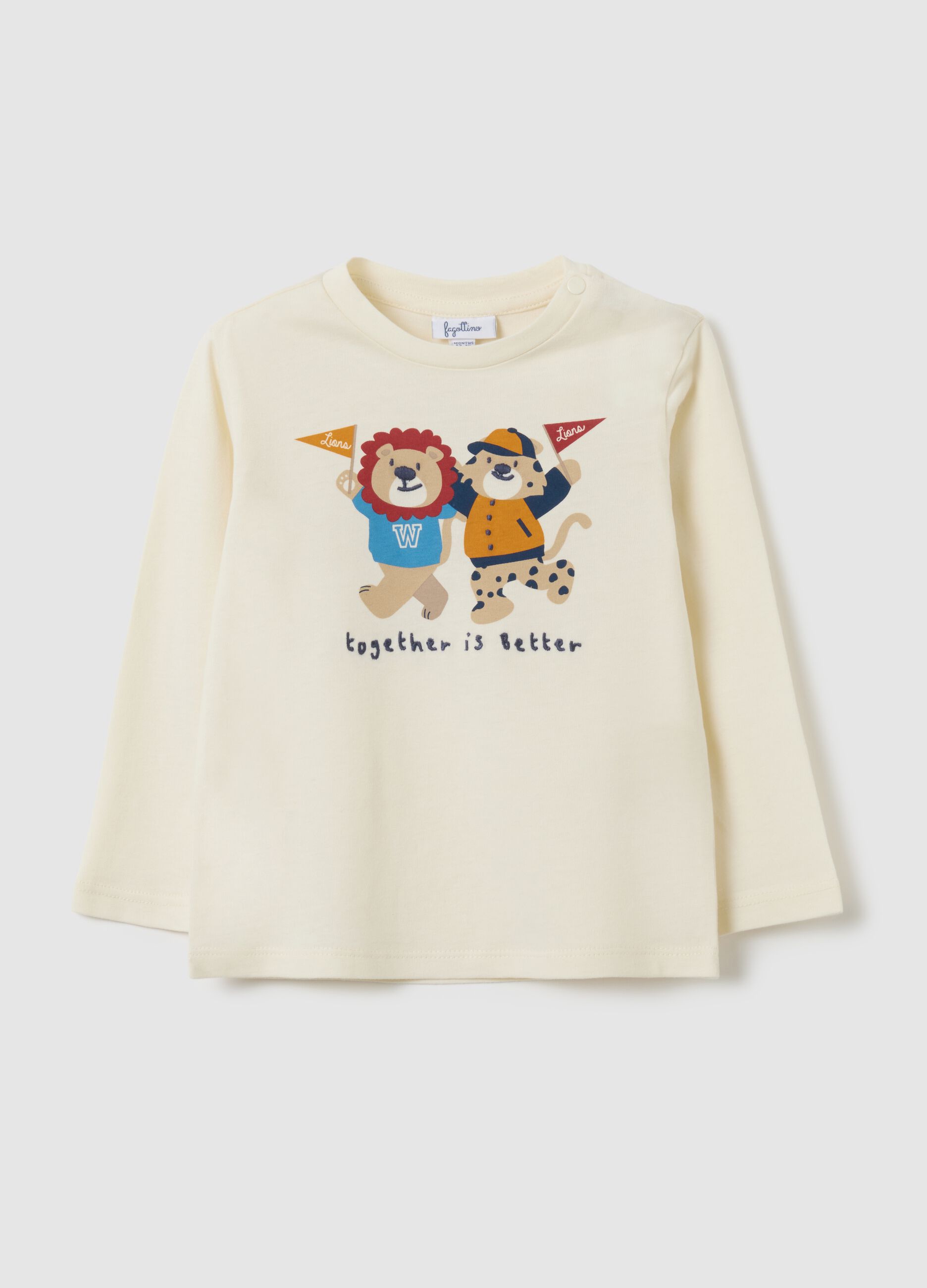 Pure cotton beige regular fit baby t-shirt