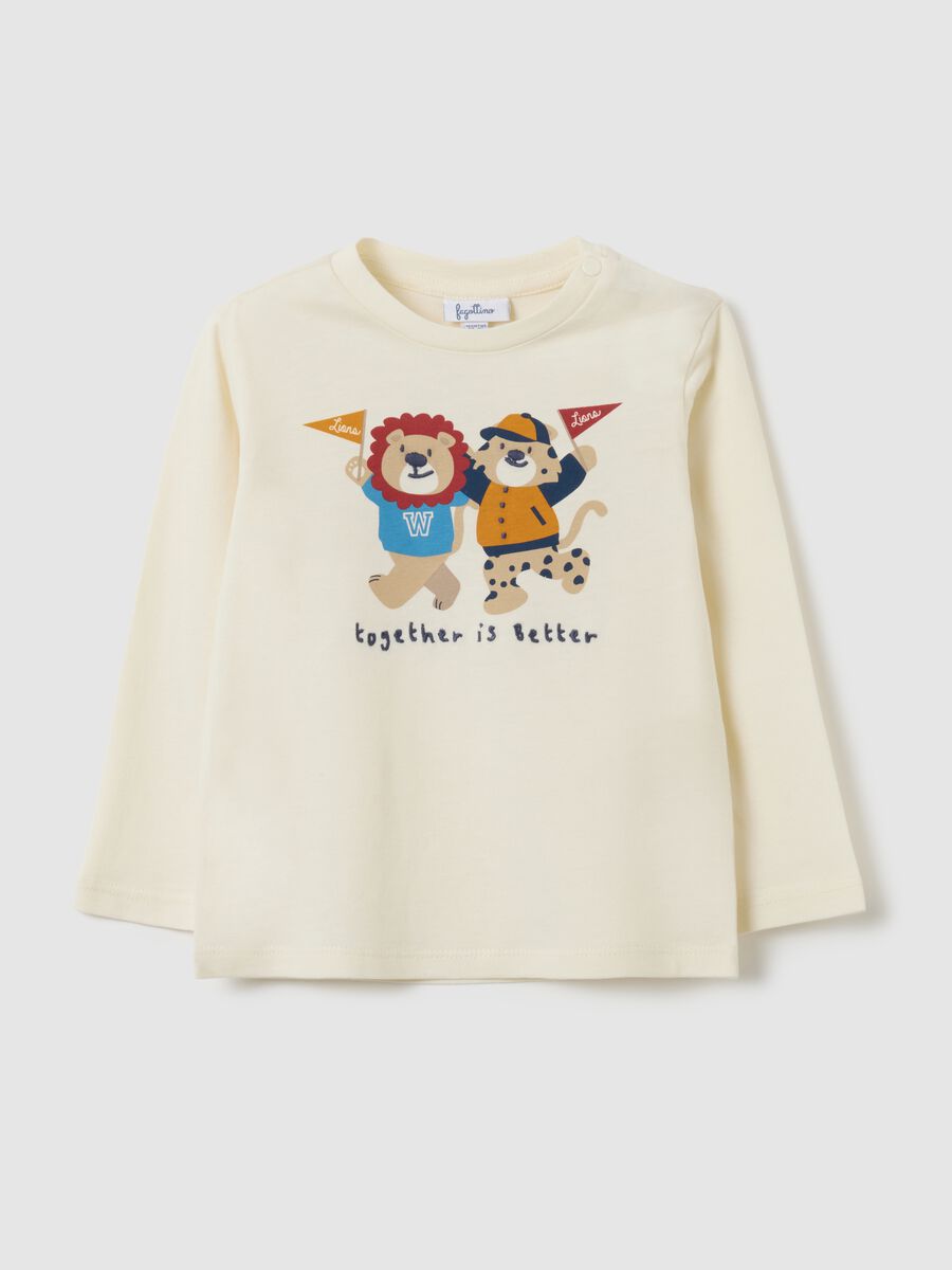 Pure cotton beige regular fit baby t-shirt_0