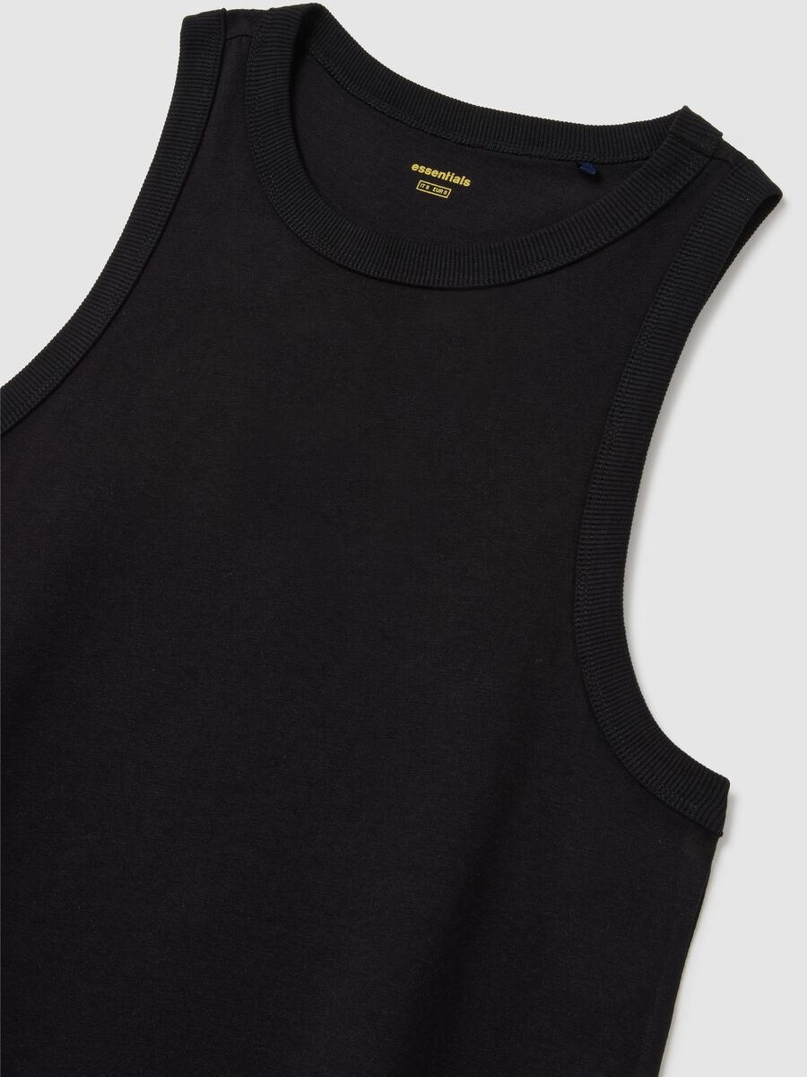 Women's dress in pure black cotton_1