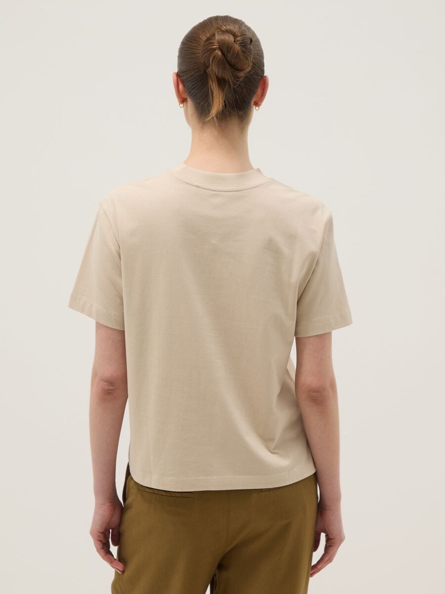 Beige pure cotton regular fit T-shirt_3