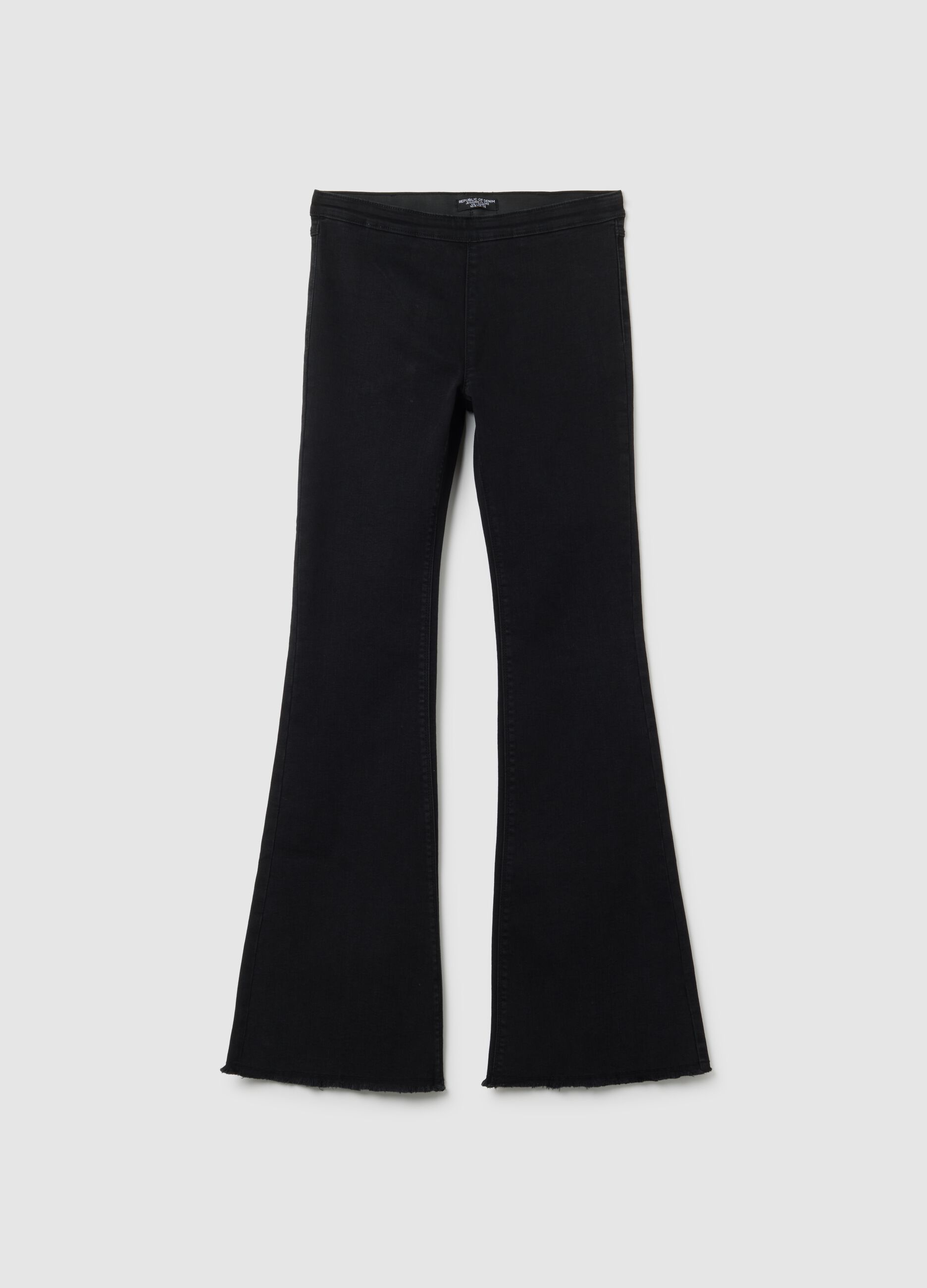 Jeggings da ragazza in misto cotone nero flare