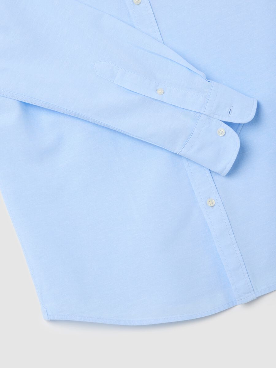Piombo Blue Cotton and Linen Shirt_5